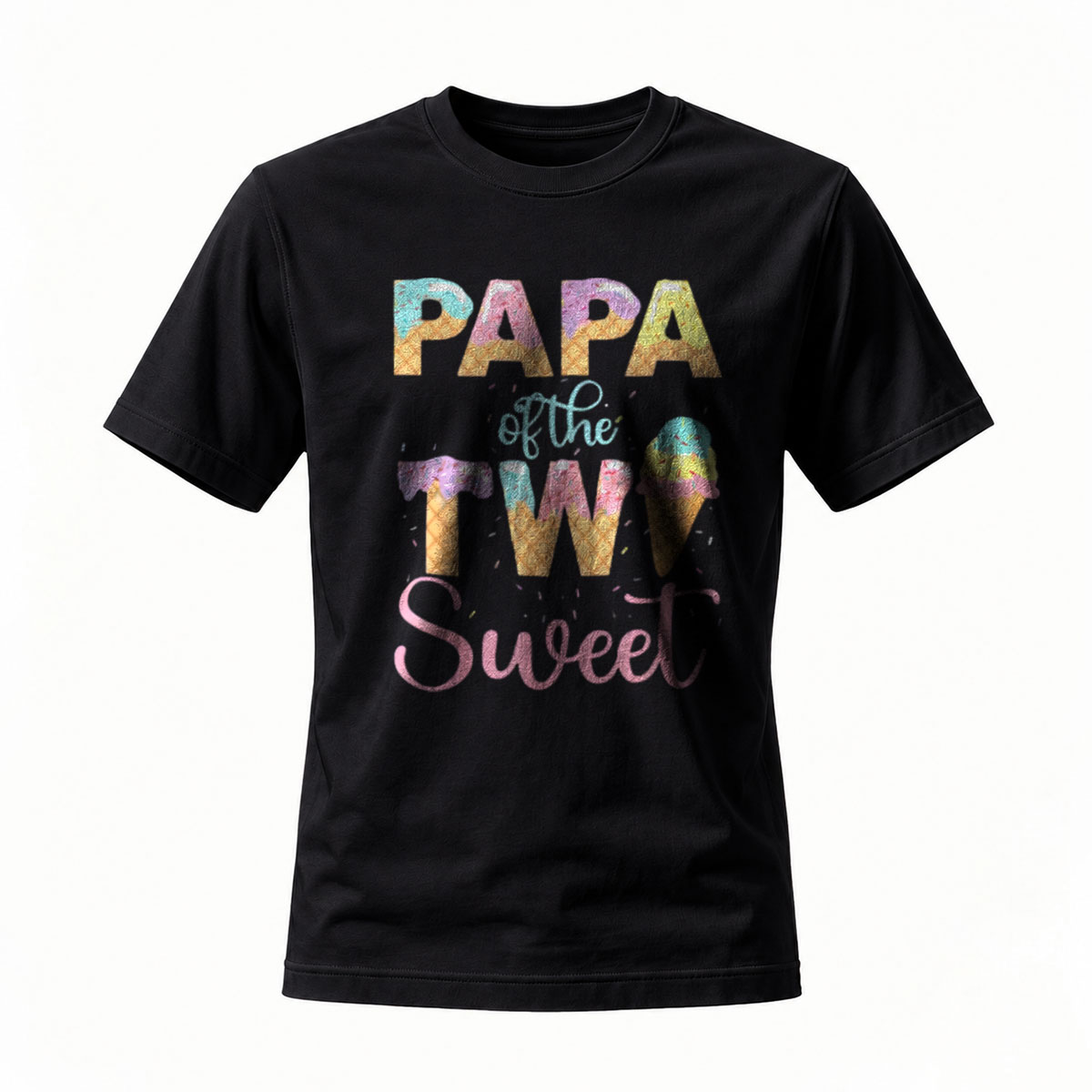 Papa of the Two Sweet Ice Cream Family T-Shirt Men's Gift