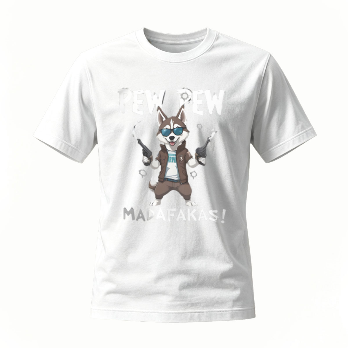 Pew Pew MadaFakas Dog T-Shirt Men's Casual Funny Graphic Tee - Image 2
