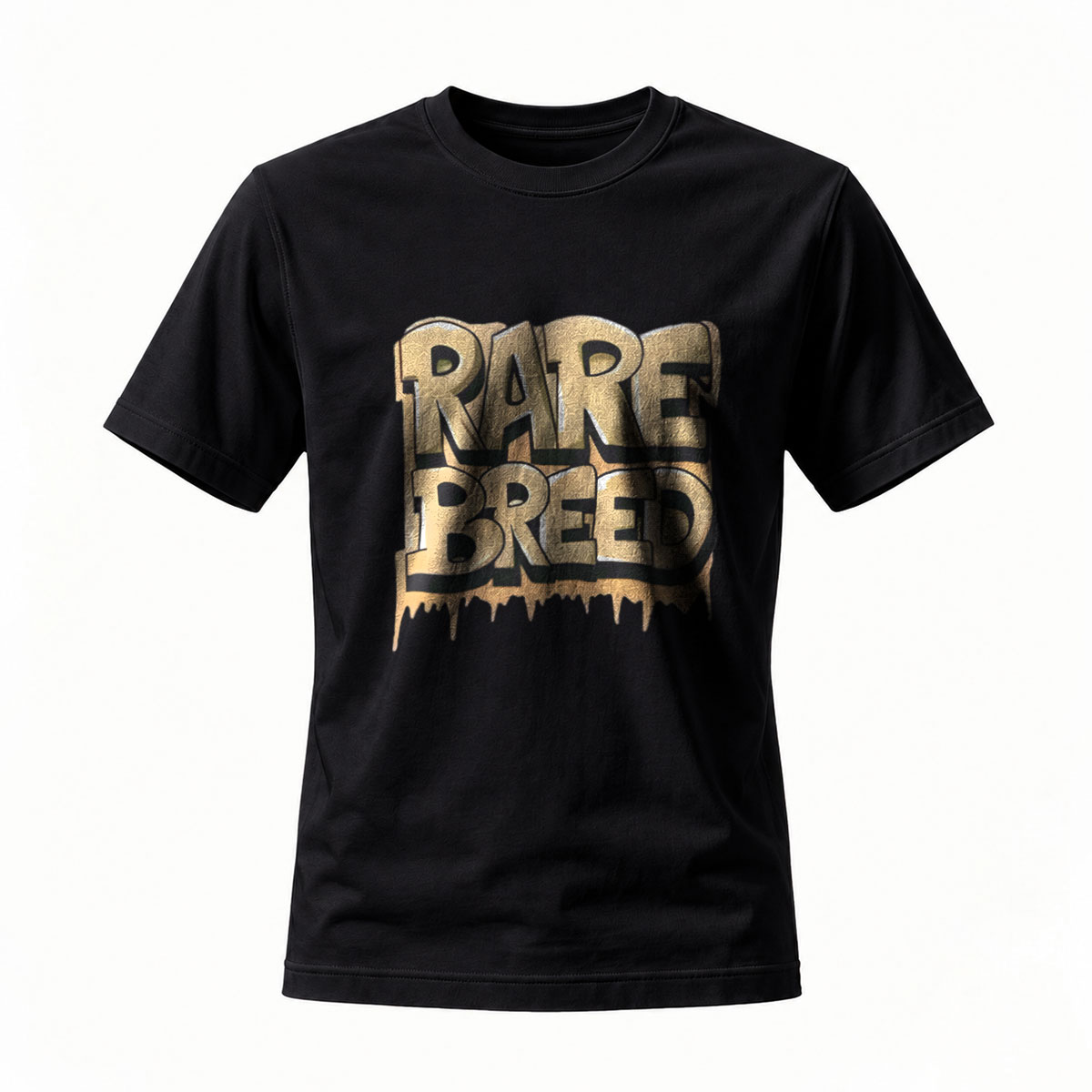 Rare Breed Gold Drip Logo T-Shirt Men's Casual Streetwear