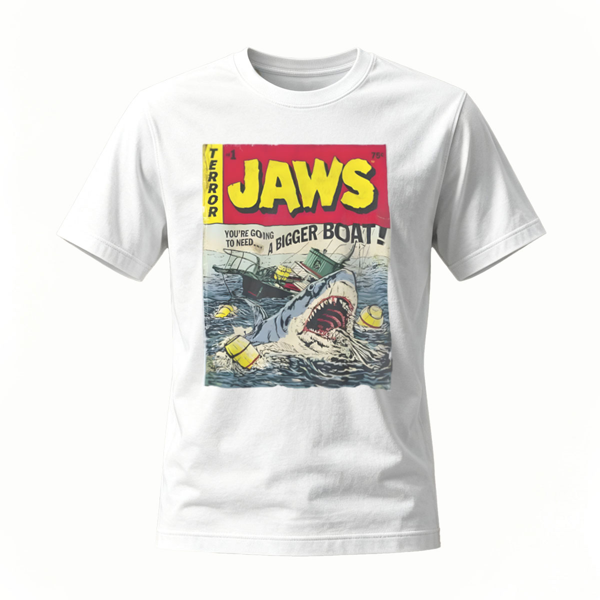 Jaws Comic Style Shark T-Shirt Men's Horror Movie Graphic Tee - Image 2