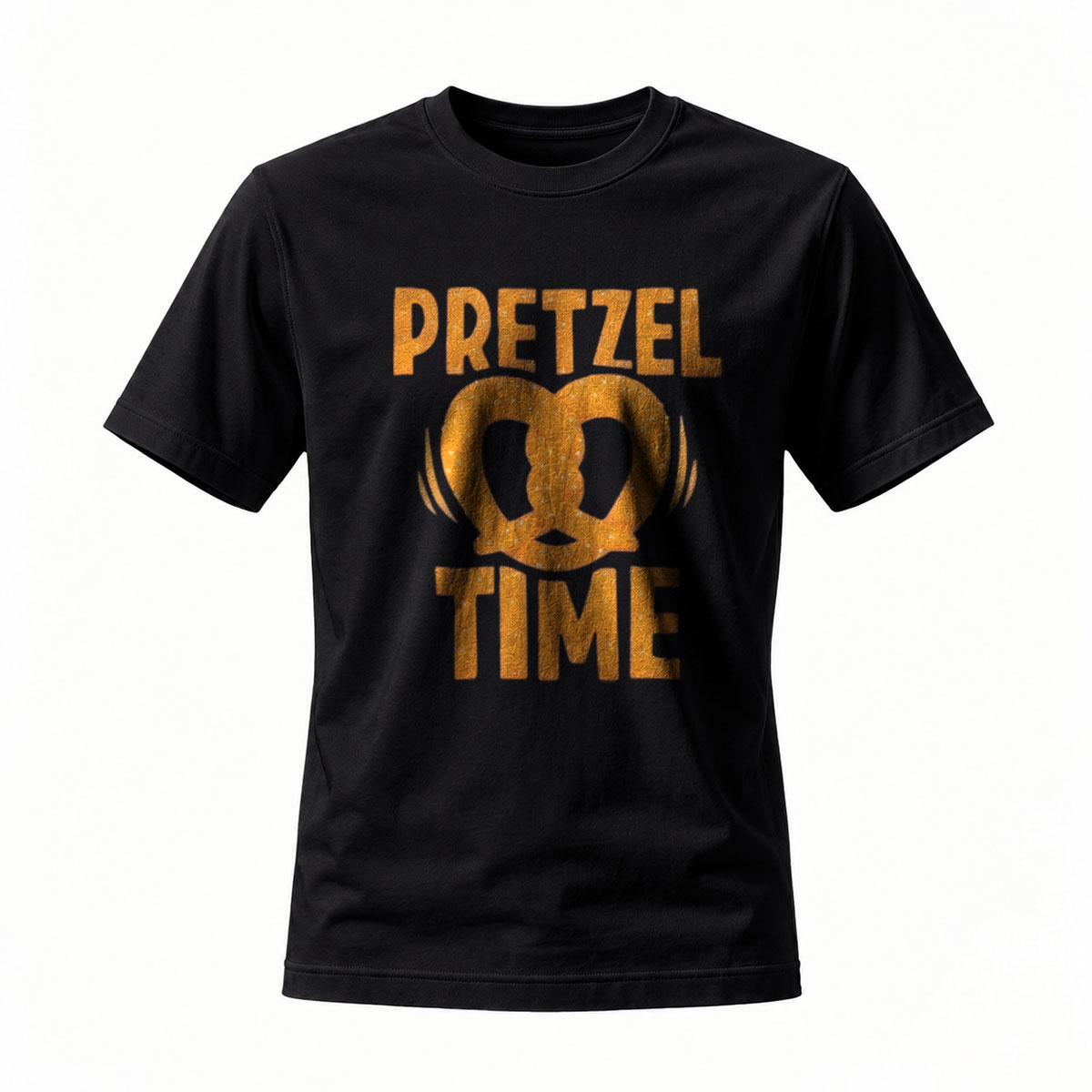 Pretzel Time Gold Print T-Shirt Men Women Casual Wear Gift