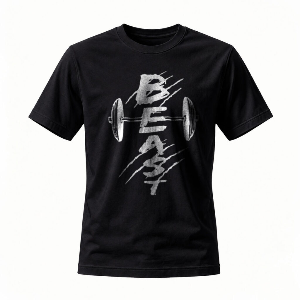 Beast Barbell Graphic T-Shirt Men's Fitness Workout Apparel