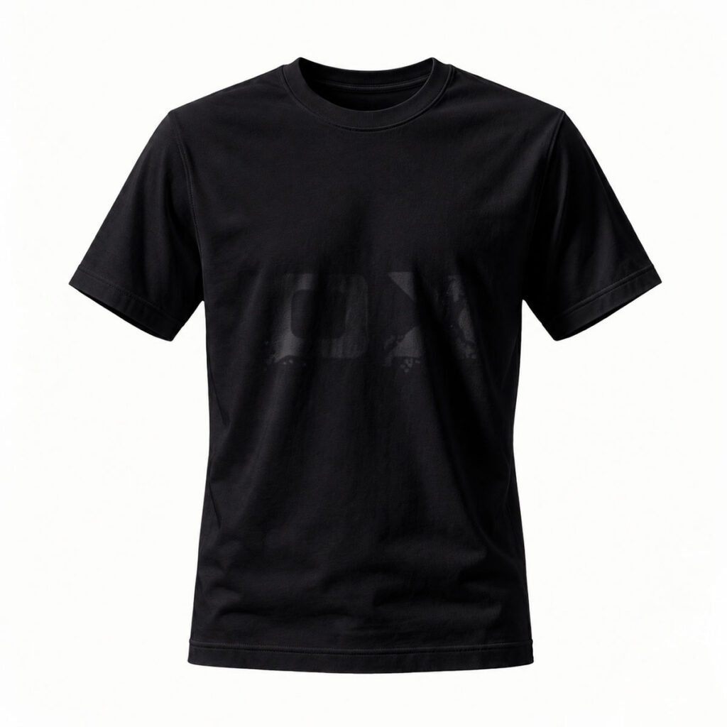 Black T-Shirt with Subtle Logo Print Men's Casual Wear