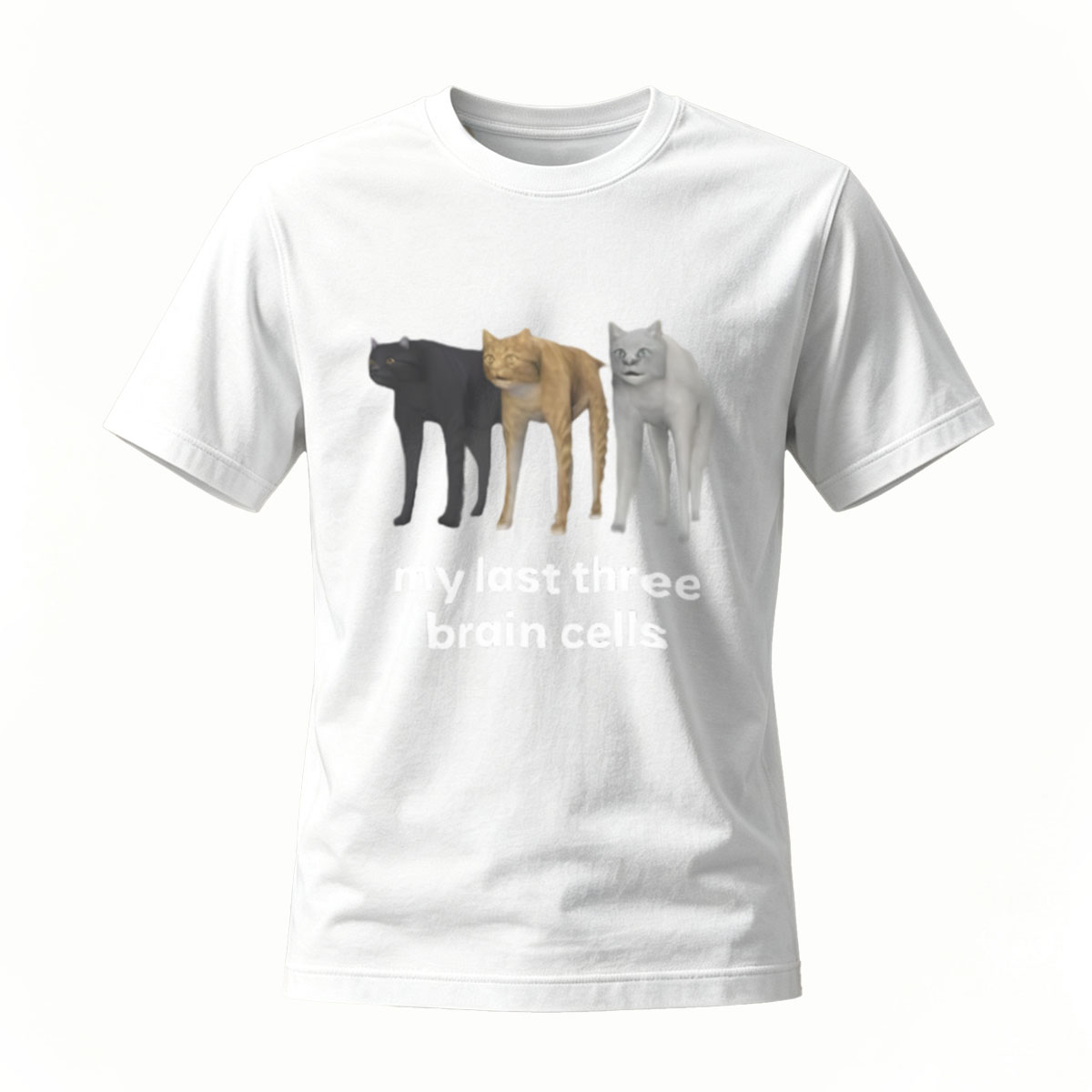 My Last Three Brain Cells Cats Funny T-Shirt Men Women - Image 2