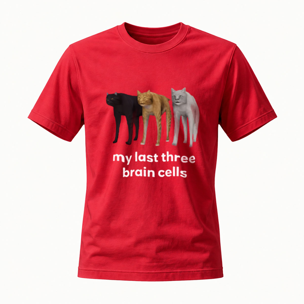 My Last Three Brain Cells Cats Funny T-Shirt Men Women - Image 5