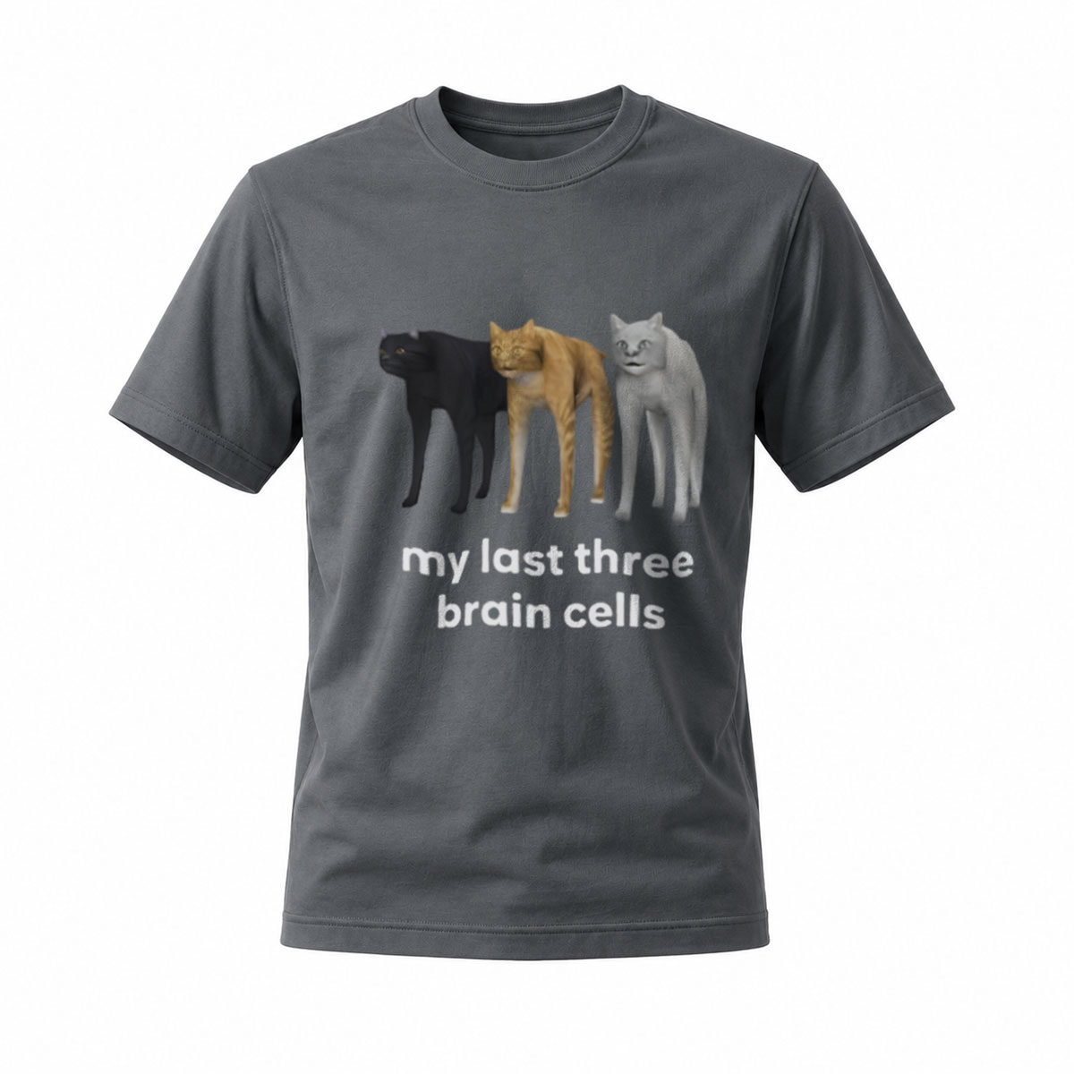 My Last Three Brain Cells Cats Funny T-Shirt Men Women - Image 6