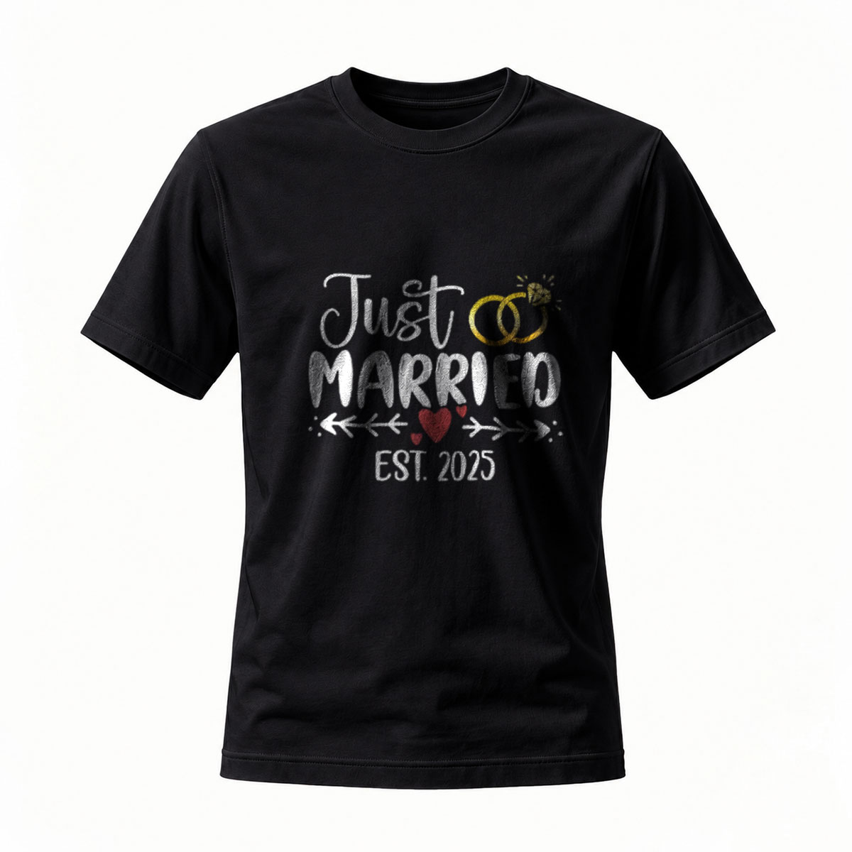 Just Married Est 2025 Wedding Couple T-Shirt for Men Women