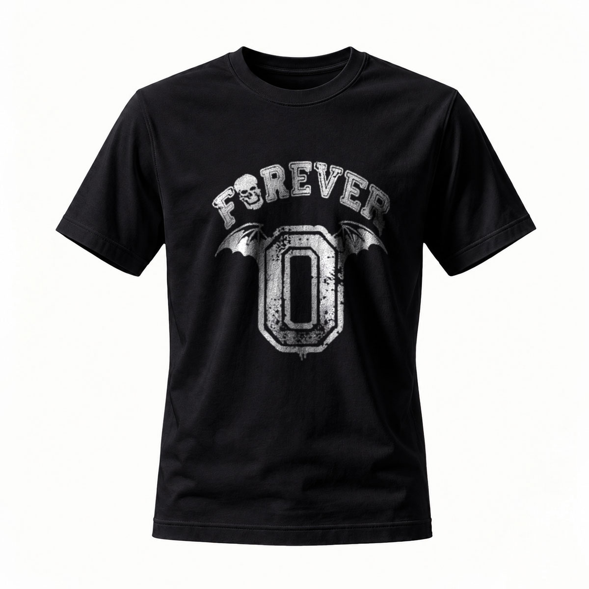 Forever 0 Bat Wings Skull Graphic T-Shirt Men's Black