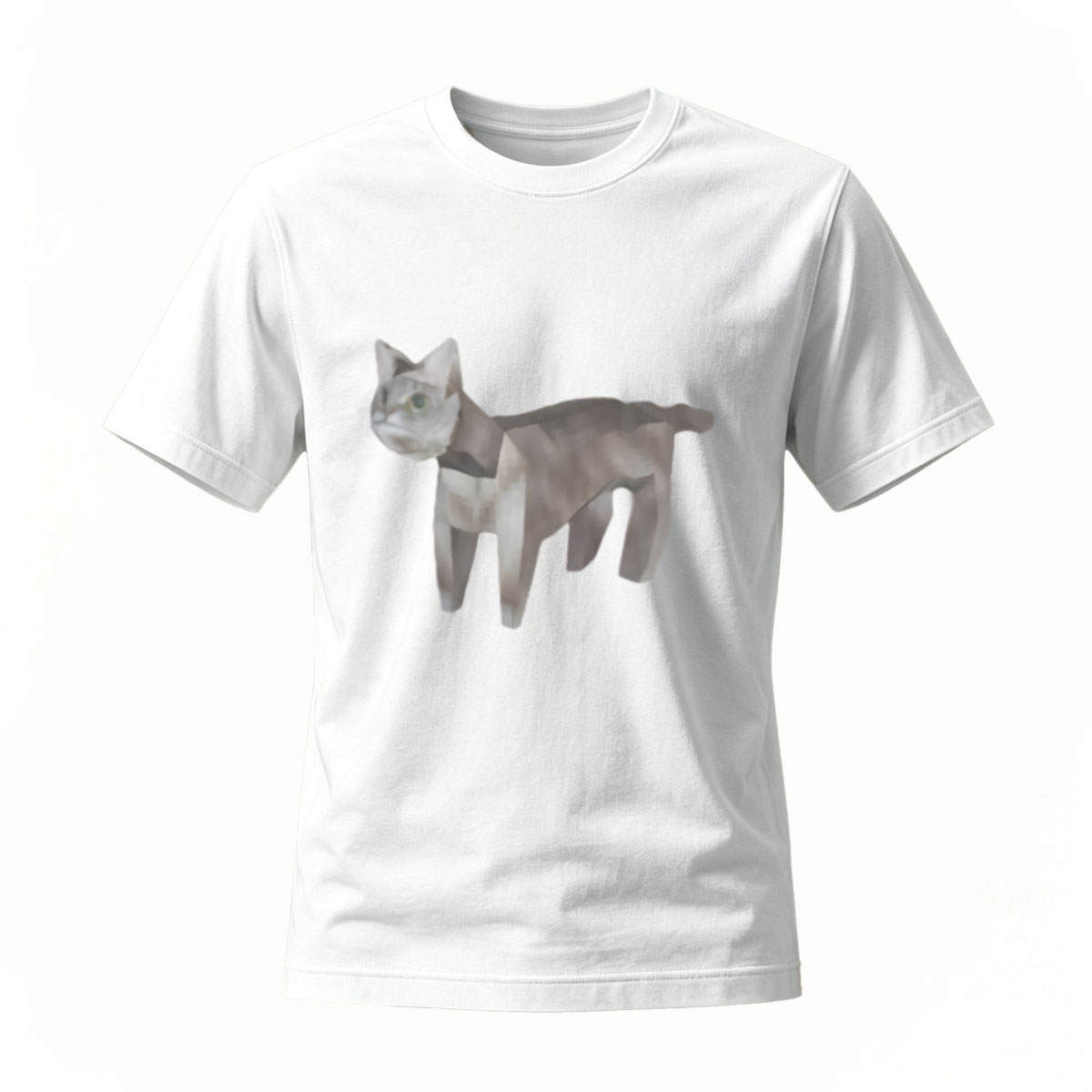 Black T-Shirt Cat Print Men's Casual Wear Gift Idea - Image 2