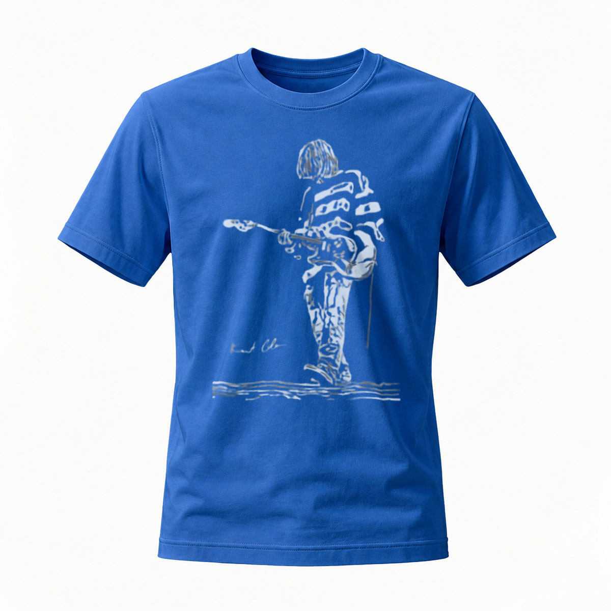 Black T-Shirt with Guitarist Sketch Art Print for Music Lovers - Image 4