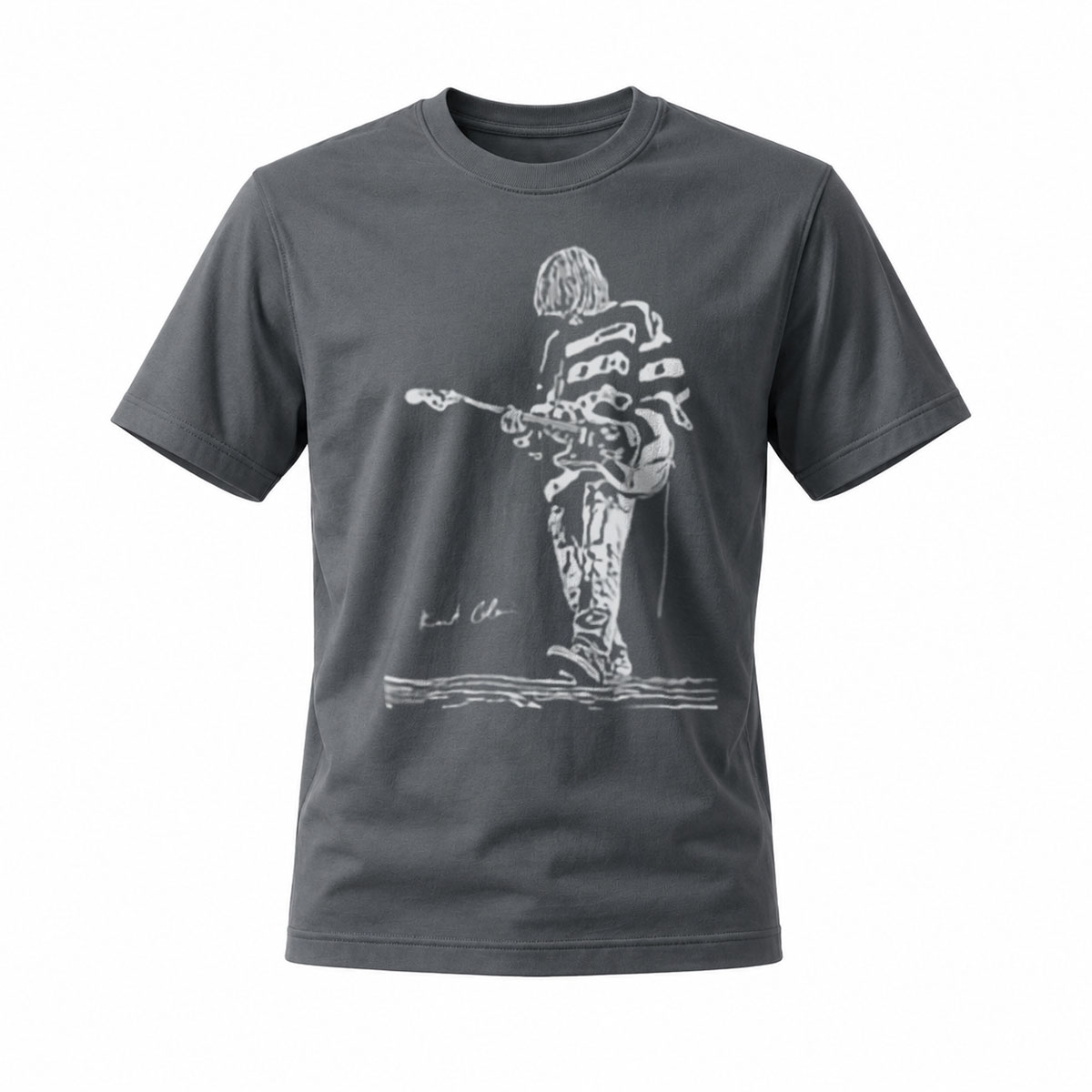 Black T-Shirt with Guitarist Sketch Art Print for Music Lovers - Image 6