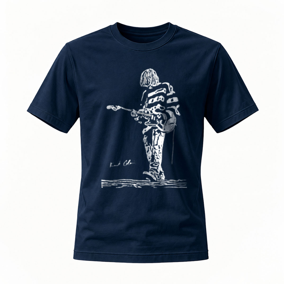Black T-Shirt with Guitarist Sketch Art Print for Music Lovers - Image 7