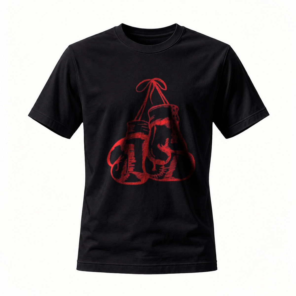 Black T-Shirt Red Boxing Gloves Graphic Men's Casual Wear