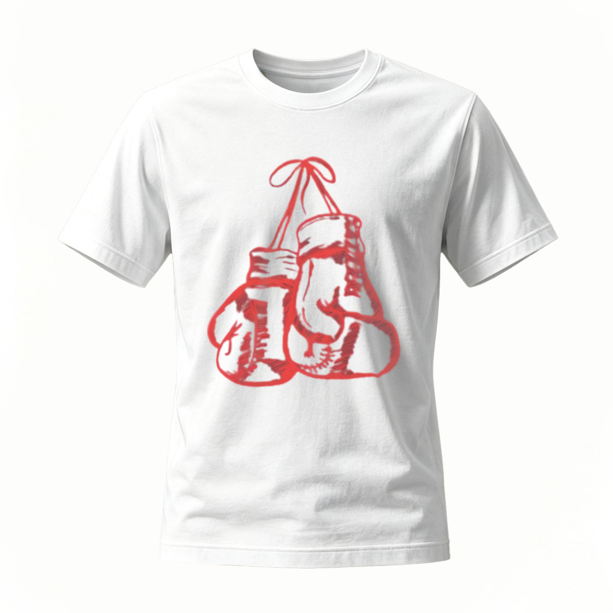 Black T-Shirt Red Boxing Gloves Graphic Men's Casual Wear - Image 2