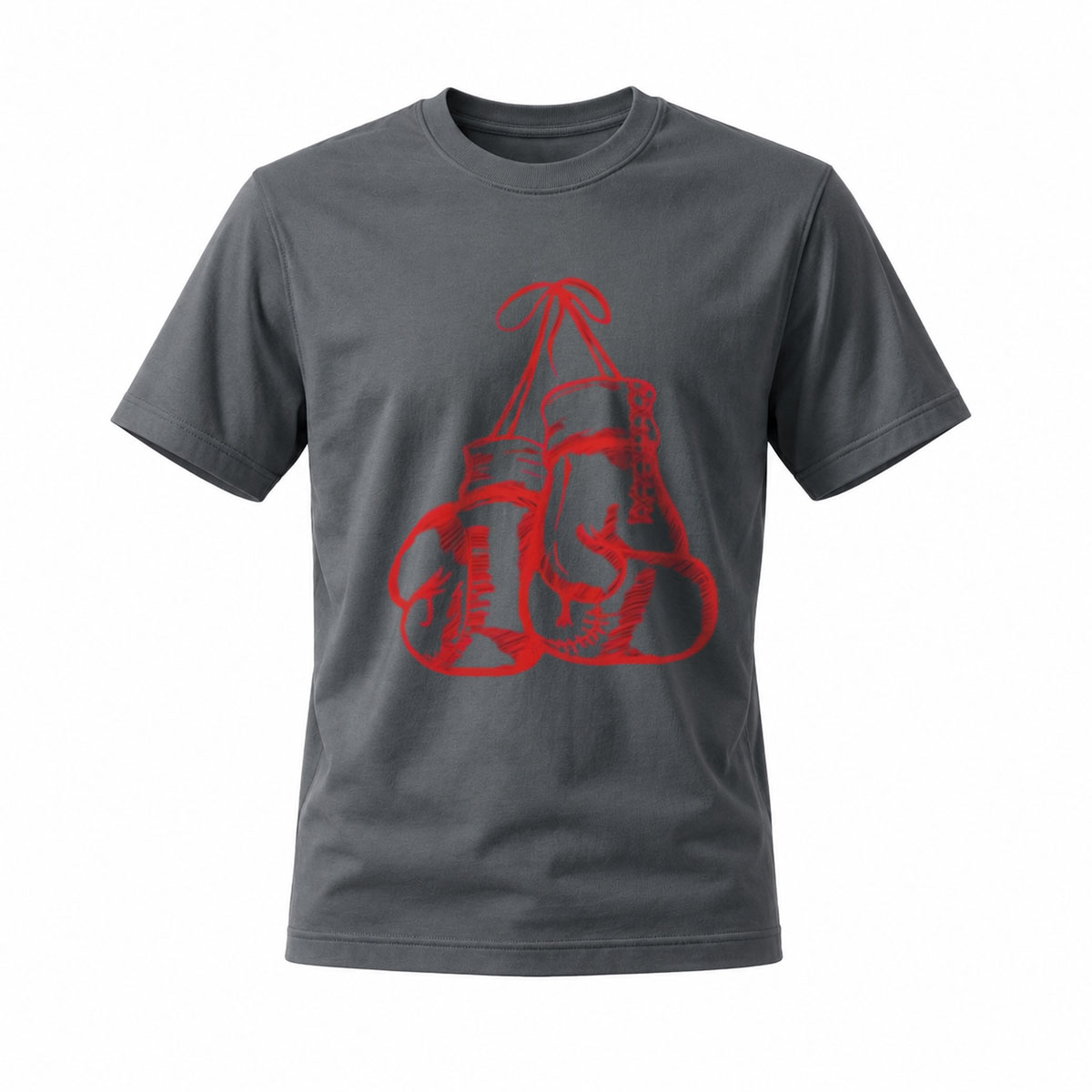 Black T-Shirt Red Boxing Gloves Graphic Men's Casual Wear - Image 6
