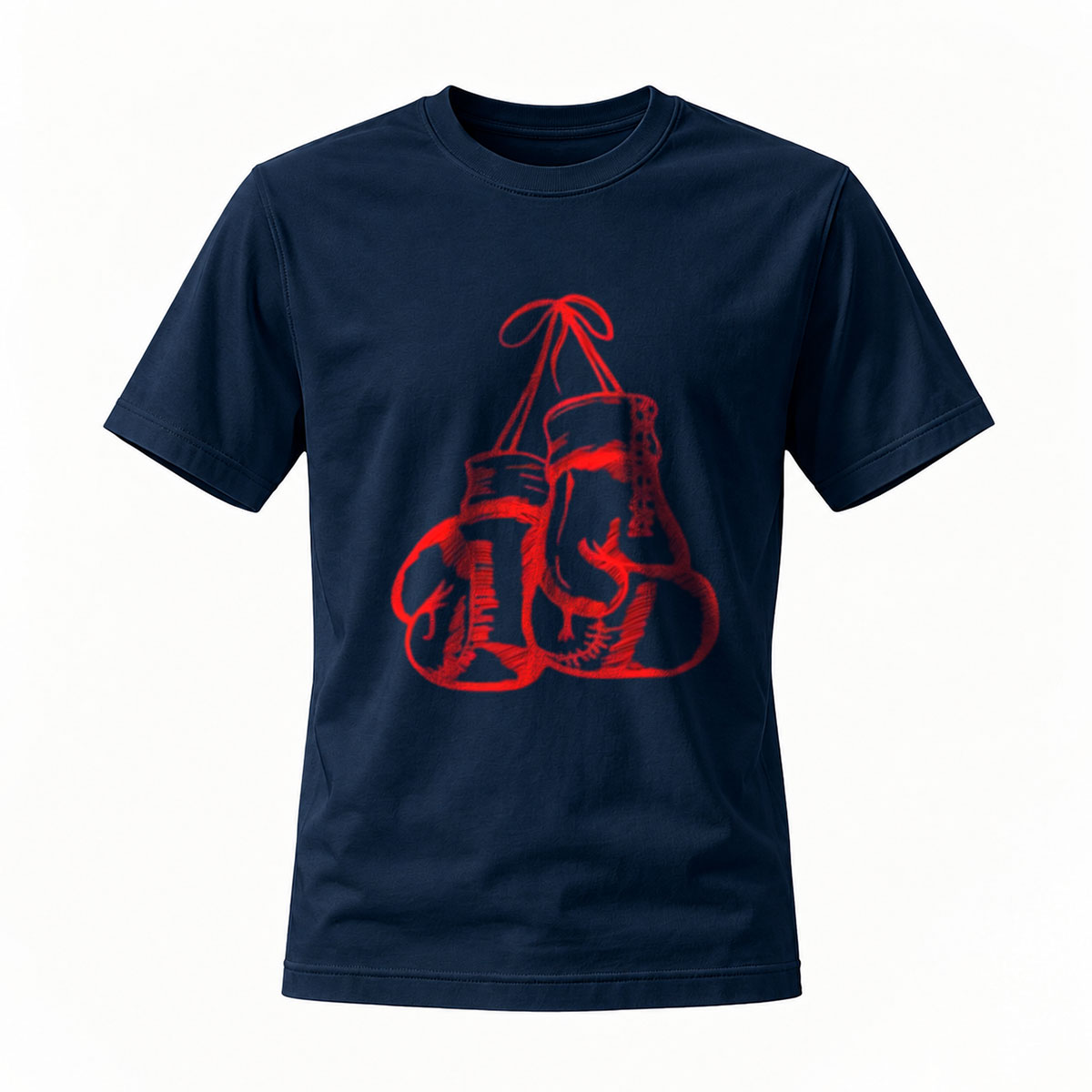 Black T-Shirt Red Boxing Gloves Graphic Men's Casual Wear - Image 7