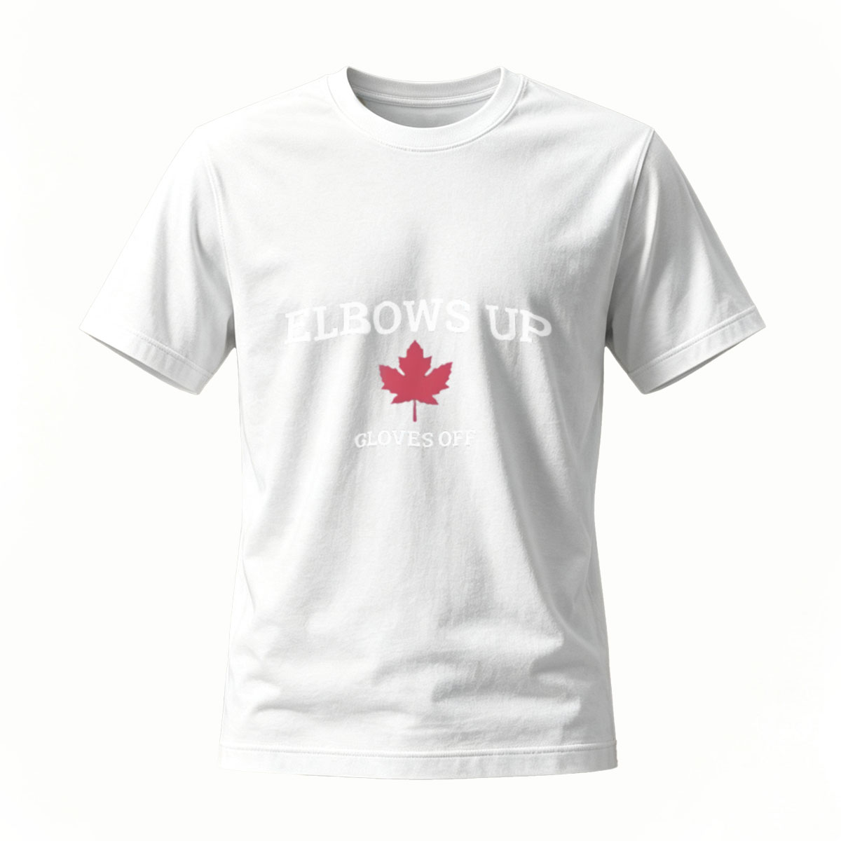Elbows Up Gloves Off Maple Leaf T-Shirt Men's Casual Wear - Image 2