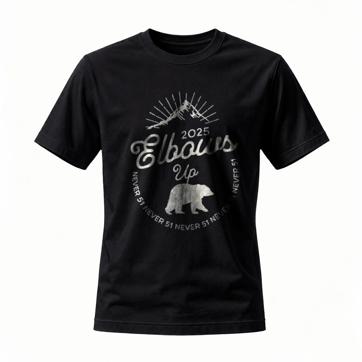 Elbows Up 2025 Bear Mountain Logo T-Shirt Men's Casual Wear