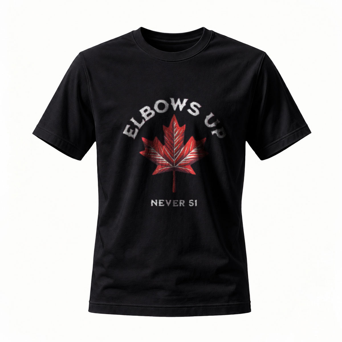 Elbows Up Never Sit Canadian Maple Leaf T-Shirt Men's Casual Wear