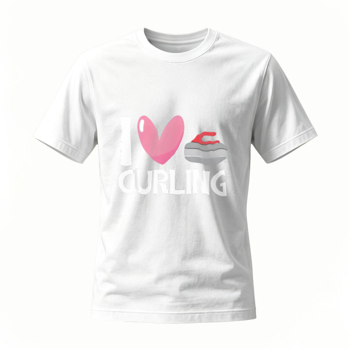 I Love Curling Heart Stone Design T-Shirt - Image 2