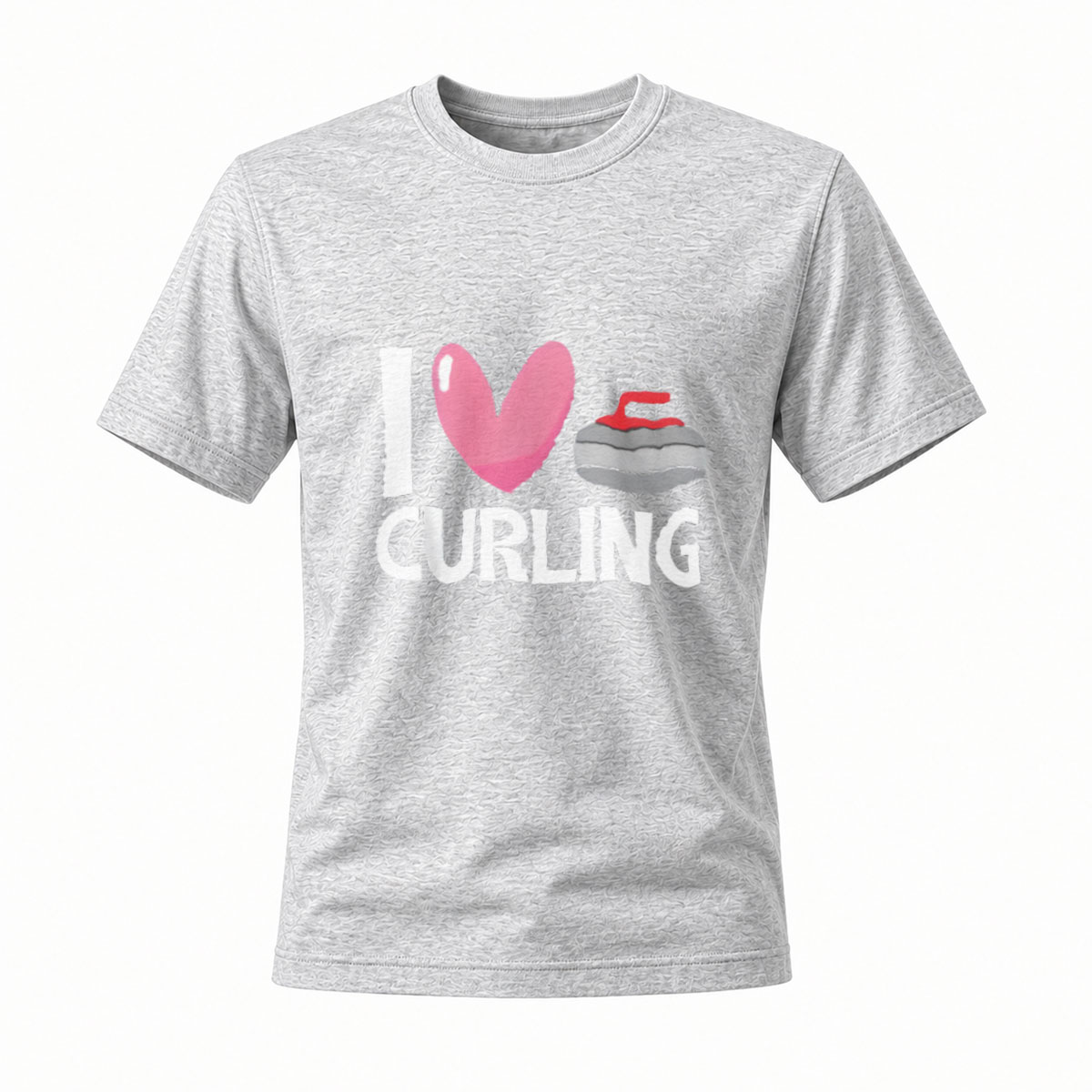 I Love Curling Heart Stone Design T-Shirt - Image 3