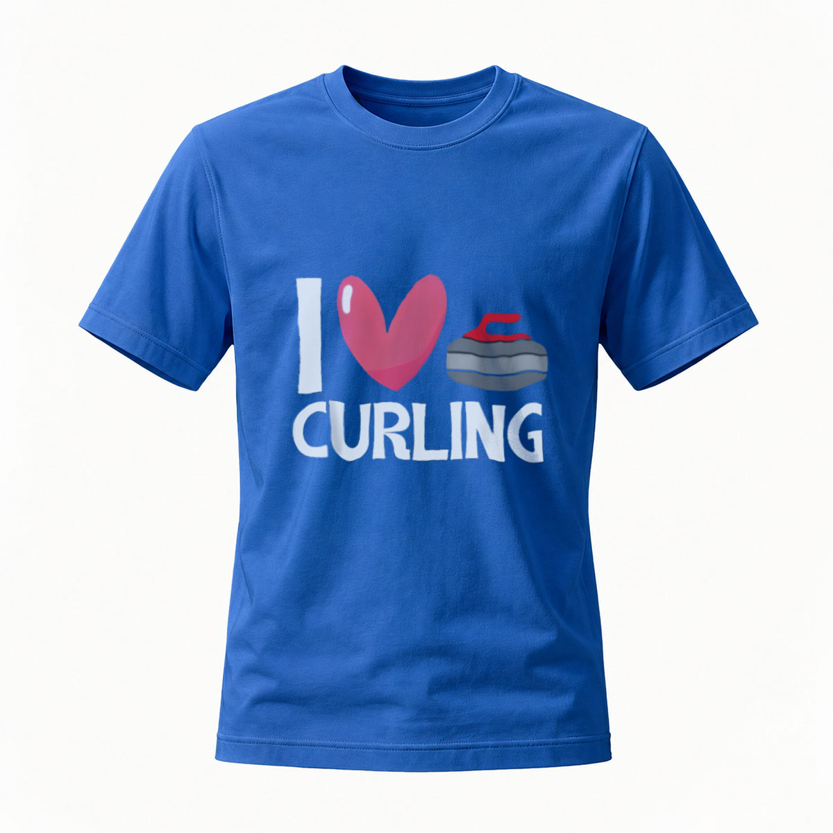 I Love Curling Heart Stone Design T-Shirt - Image 4
