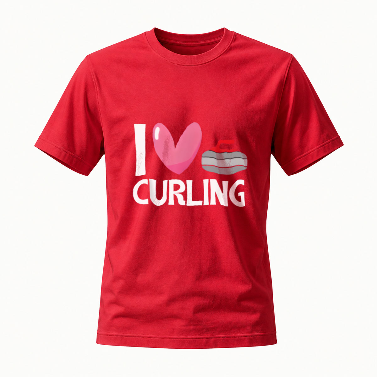 I Love Curling Heart Stone Design T-Shirt - Image 5
