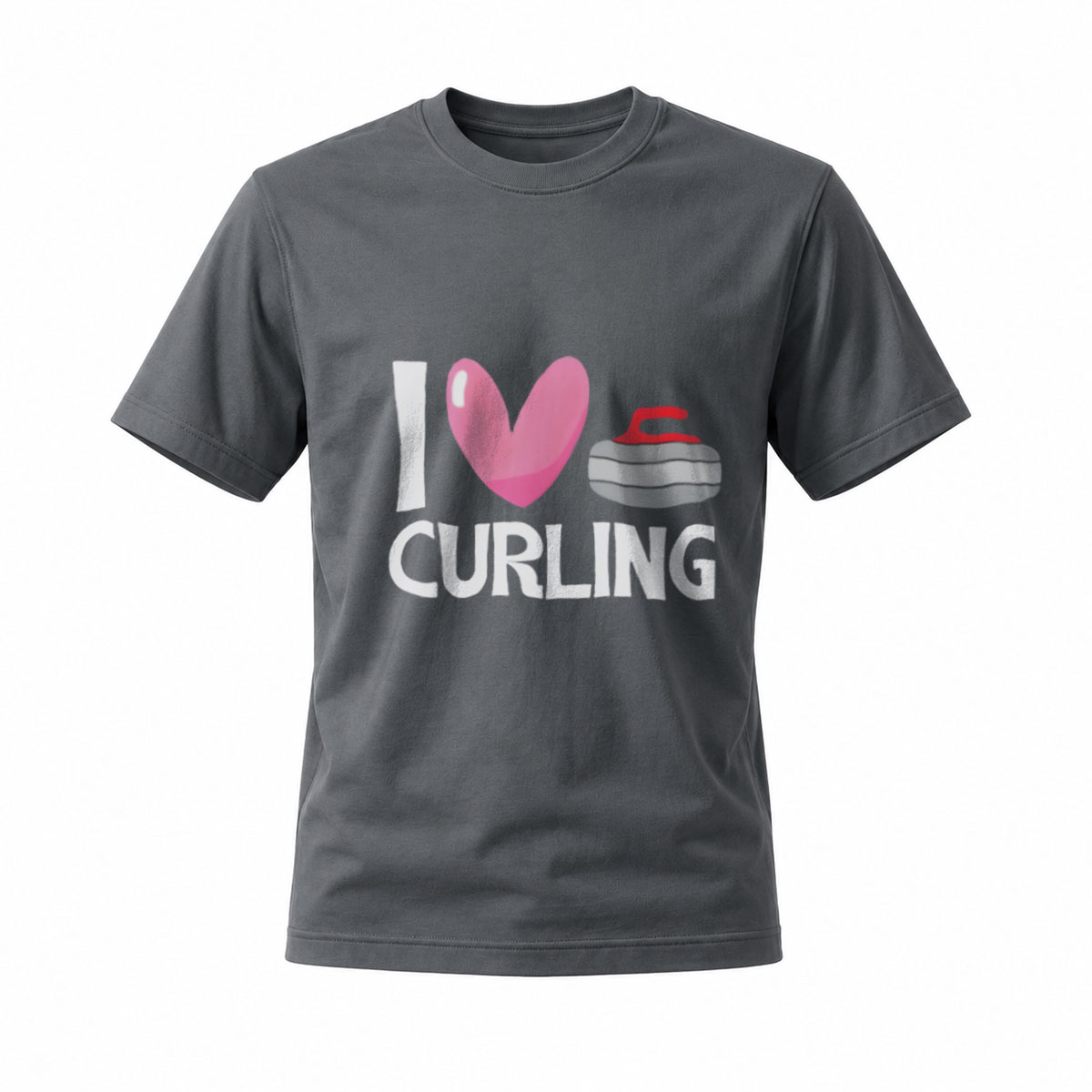 I Love Curling Heart Stone Design T-Shirt - Image 6