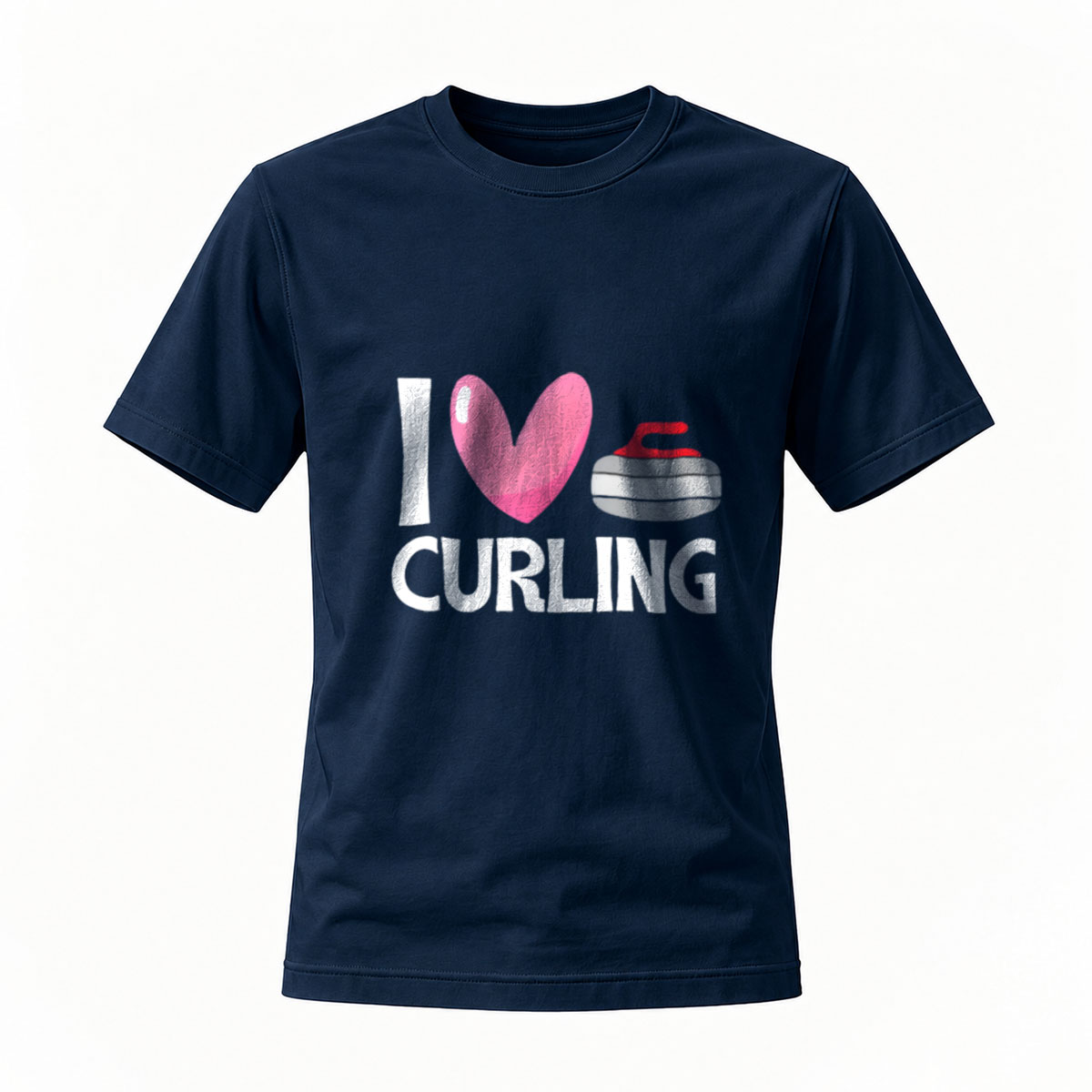 I Love Curling Heart Stone Design T-Shirt - Image 7