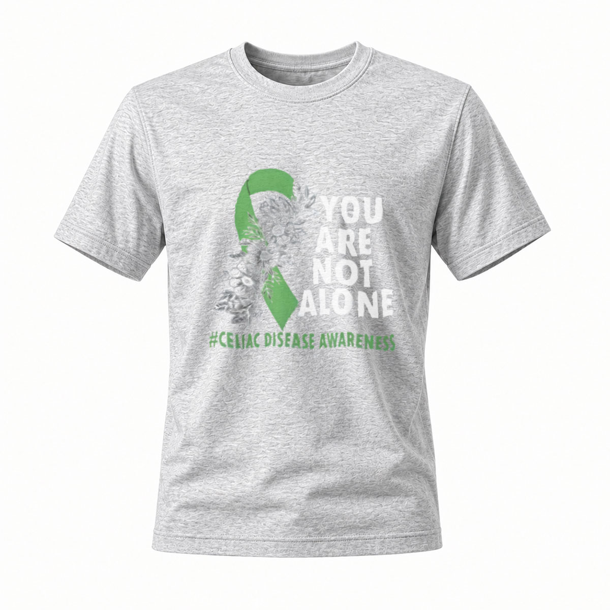 Celiac Disease Awareness T-Shirt You Are Not Alone Green Ribbon Men Women Apparel Gift - Image 3