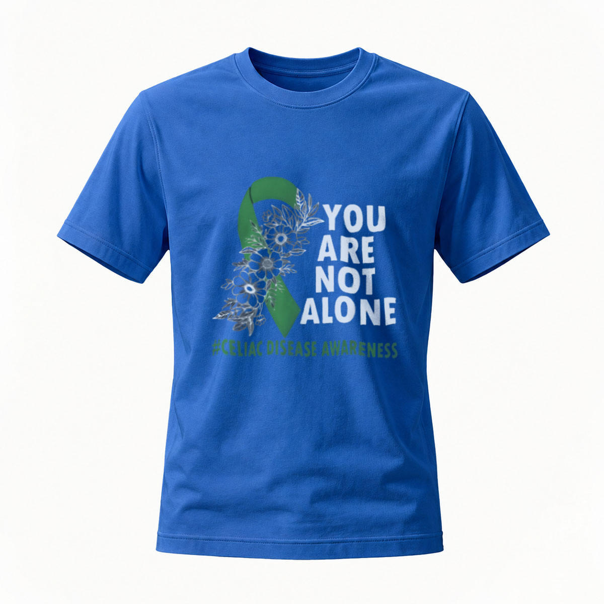 Celiac Disease Awareness T-Shirt You Are Not Alone Green Ribbon Men Women Apparel Gift - Image 4