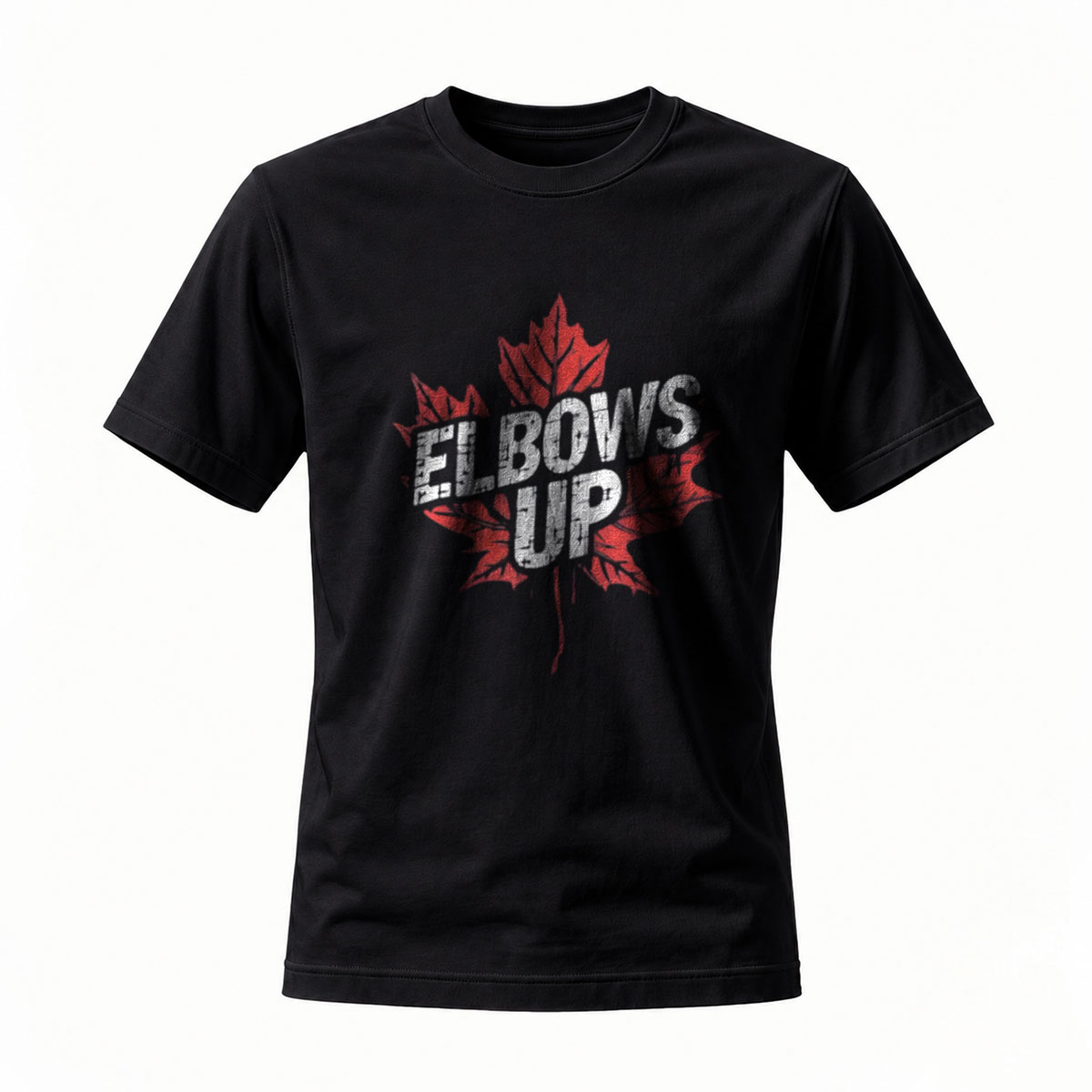 Elbows Up Maple Leaf T-Shirt Men's Casual Wear Canada Pride