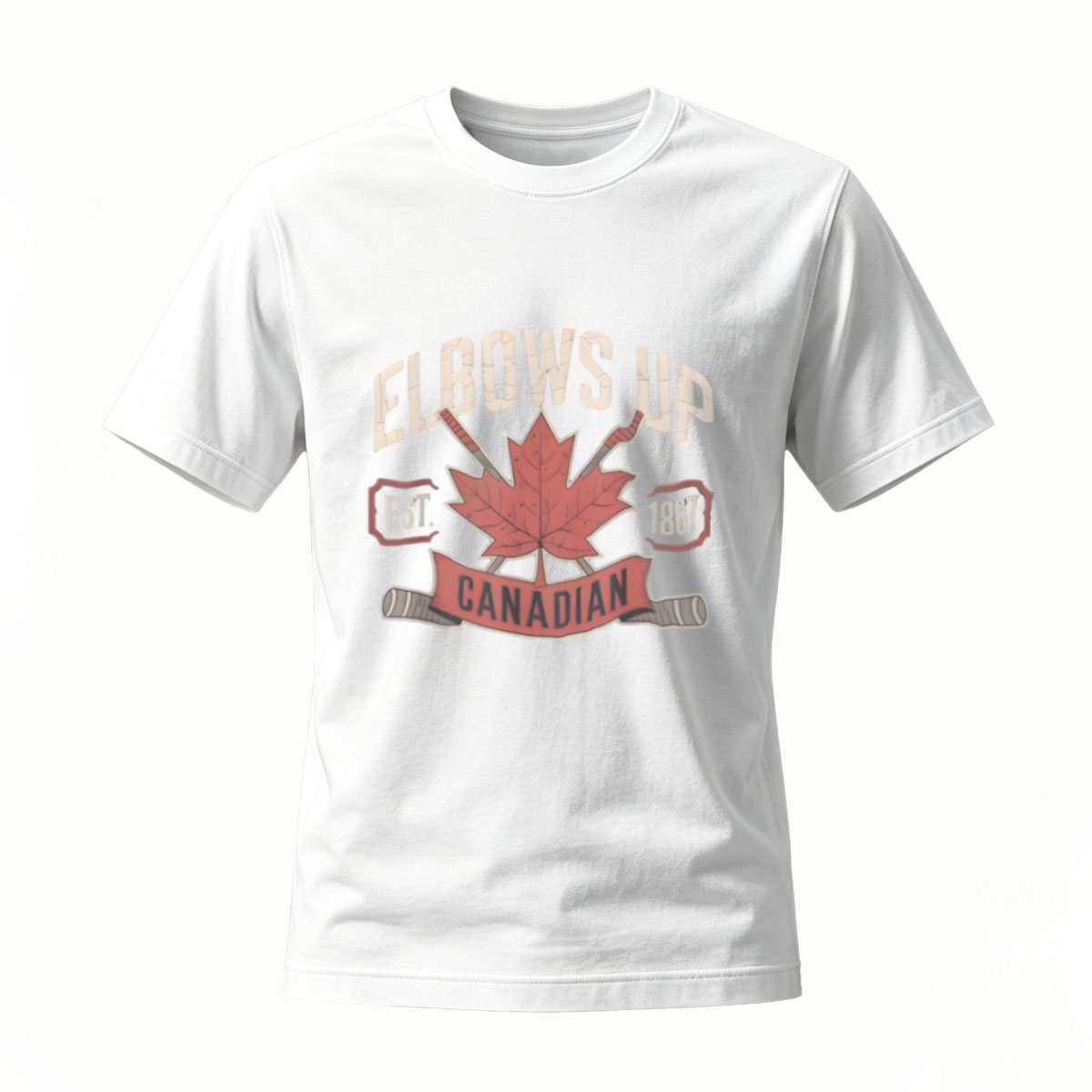 Elbows Up Canadian Maple Leaf Hockey T-Shirt Men's - Image 2