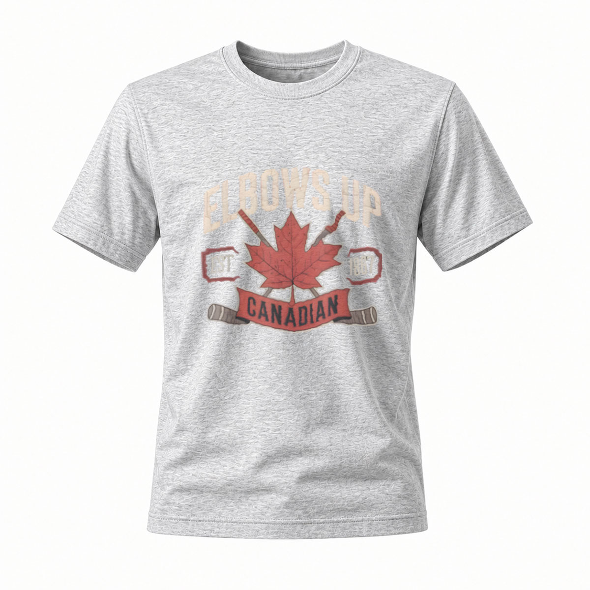 Elbows Up Canadian Maple Leaf Hockey T-Shirt Men's - Image 3