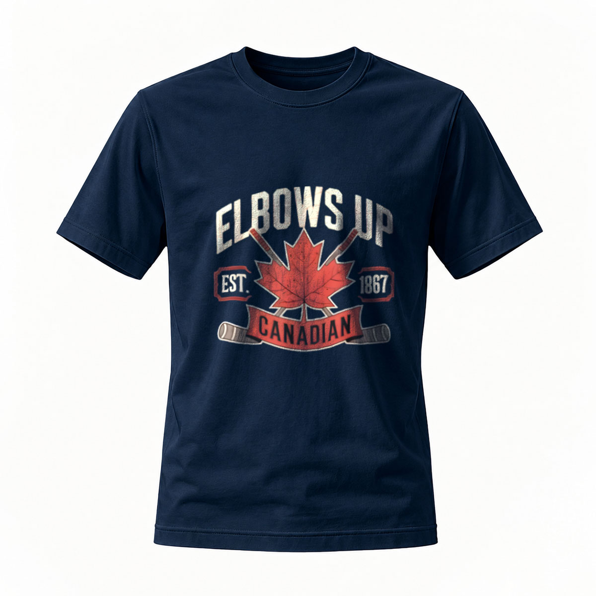 Elbows Up Canadian Maple Leaf Hockey T-Shirt Men's - Image 7