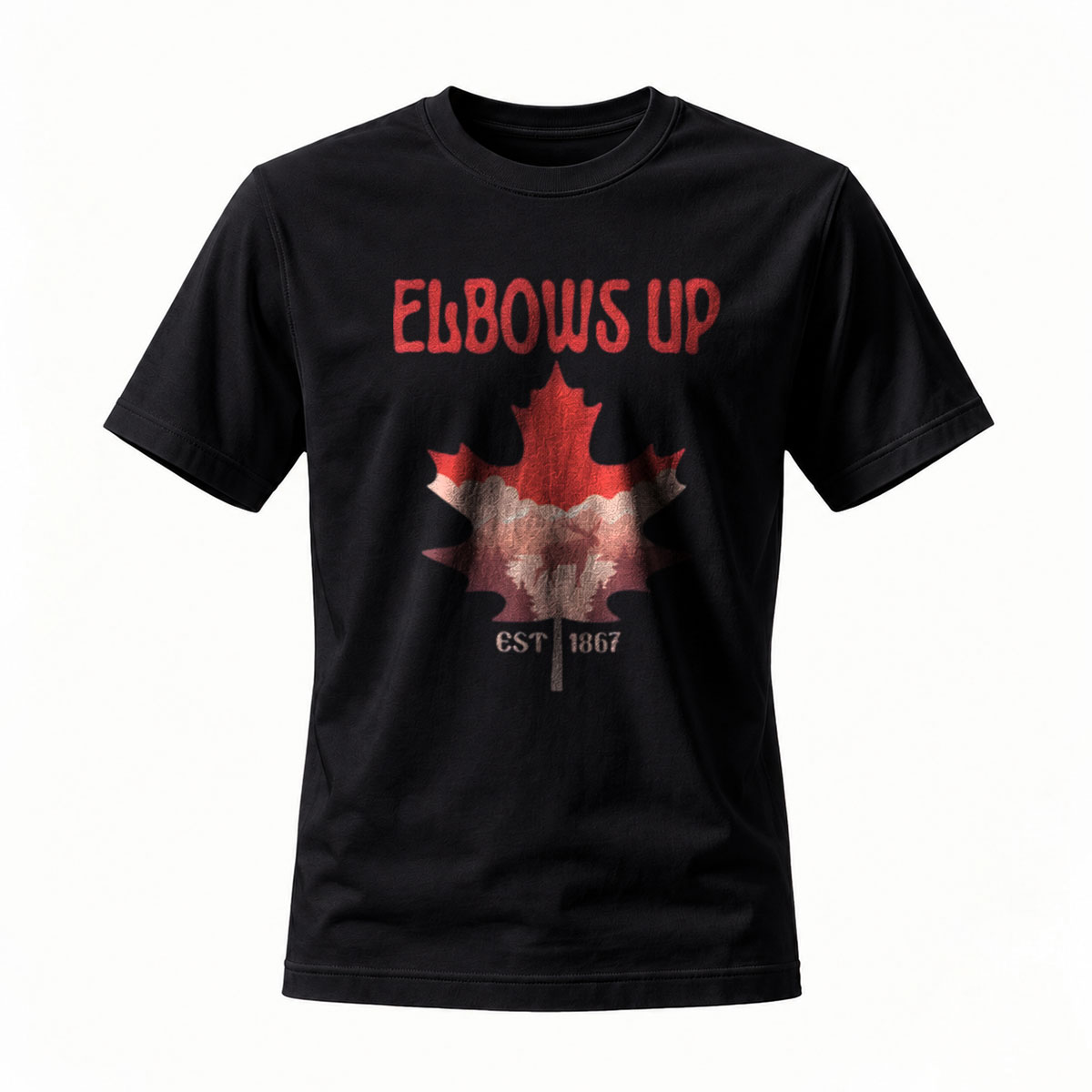Elbows Up Canada Maple Leaf T-Shirt Men's Casual Wear