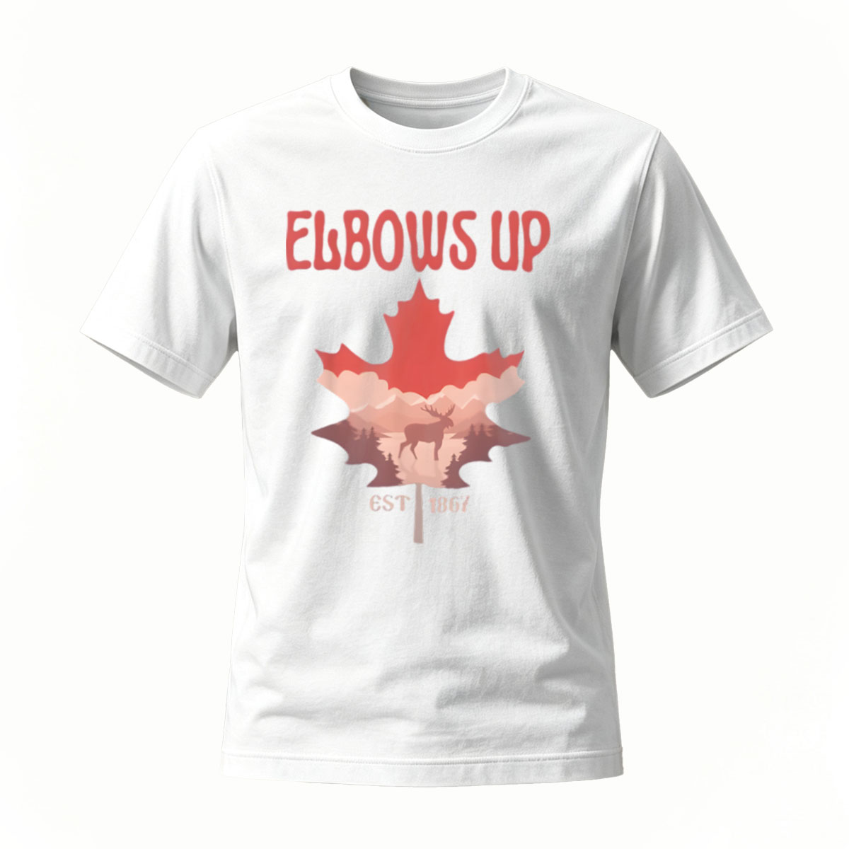 Elbows Up Canada Maple Leaf T-Shirt Men's Casual Wear - Image 2