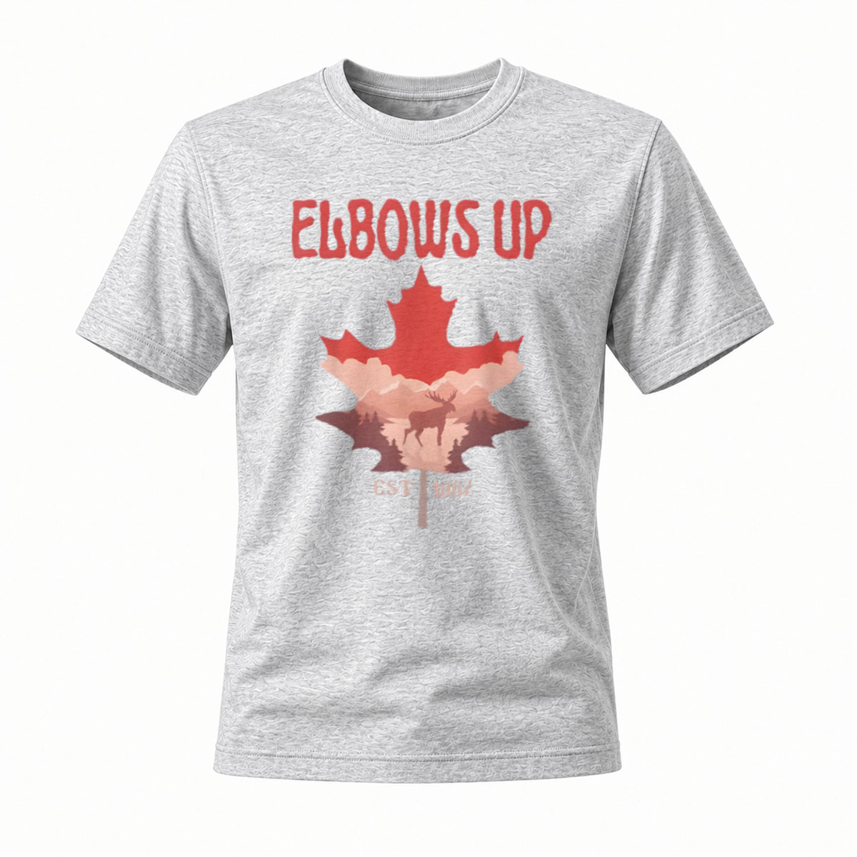 Elbows Up Canada Maple Leaf T-Shirt Men's Casual Wear - Image 3
