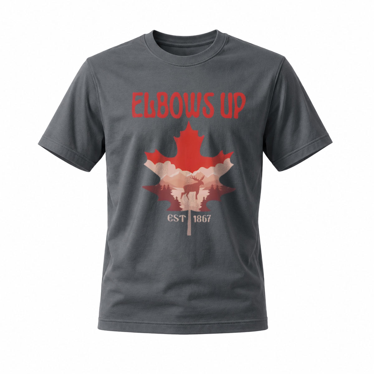 Elbows Up Canada Maple Leaf T-Shirt Men's Casual Wear - Image 6