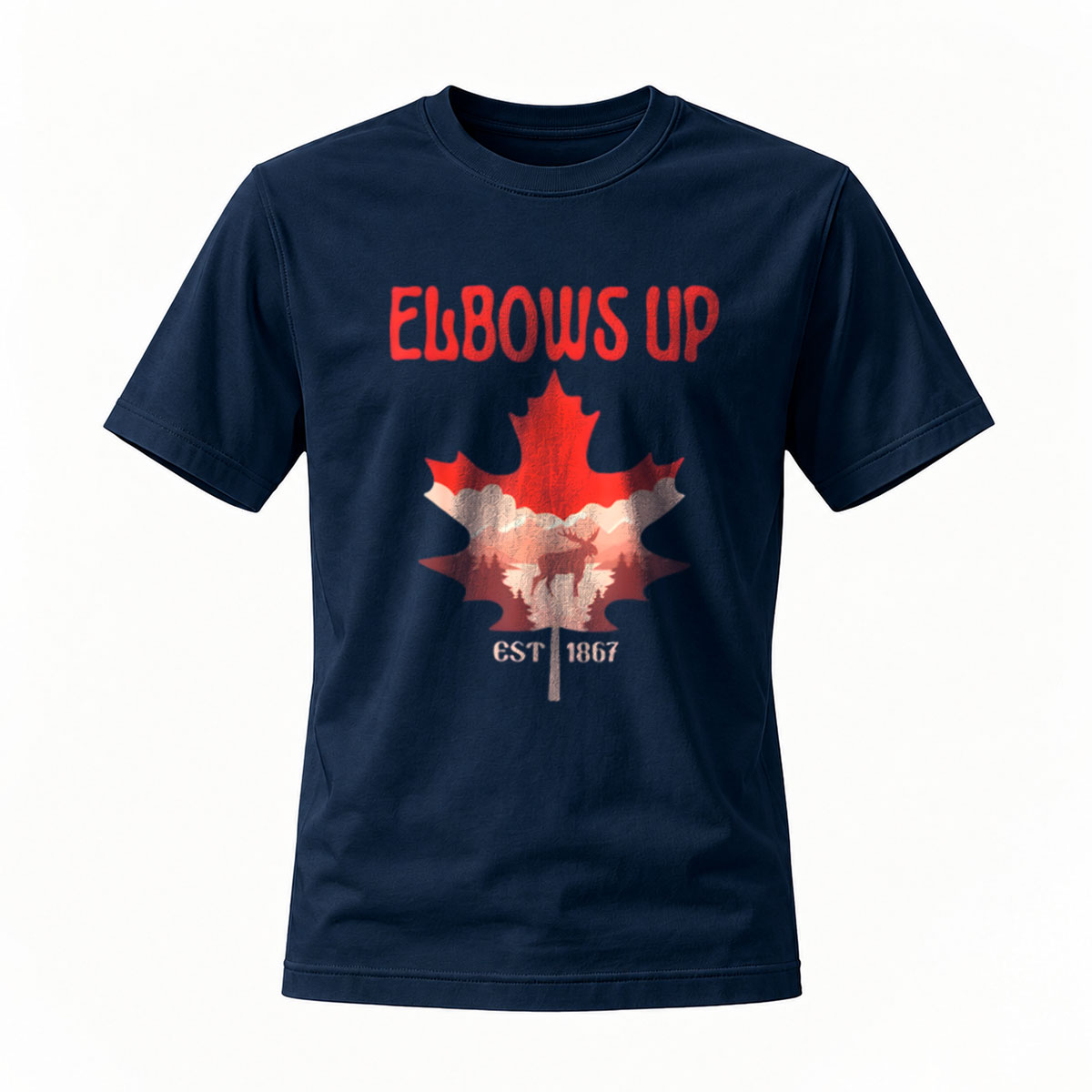 Elbows Up Canada Maple Leaf T-Shirt Men's Casual Wear - Image 7