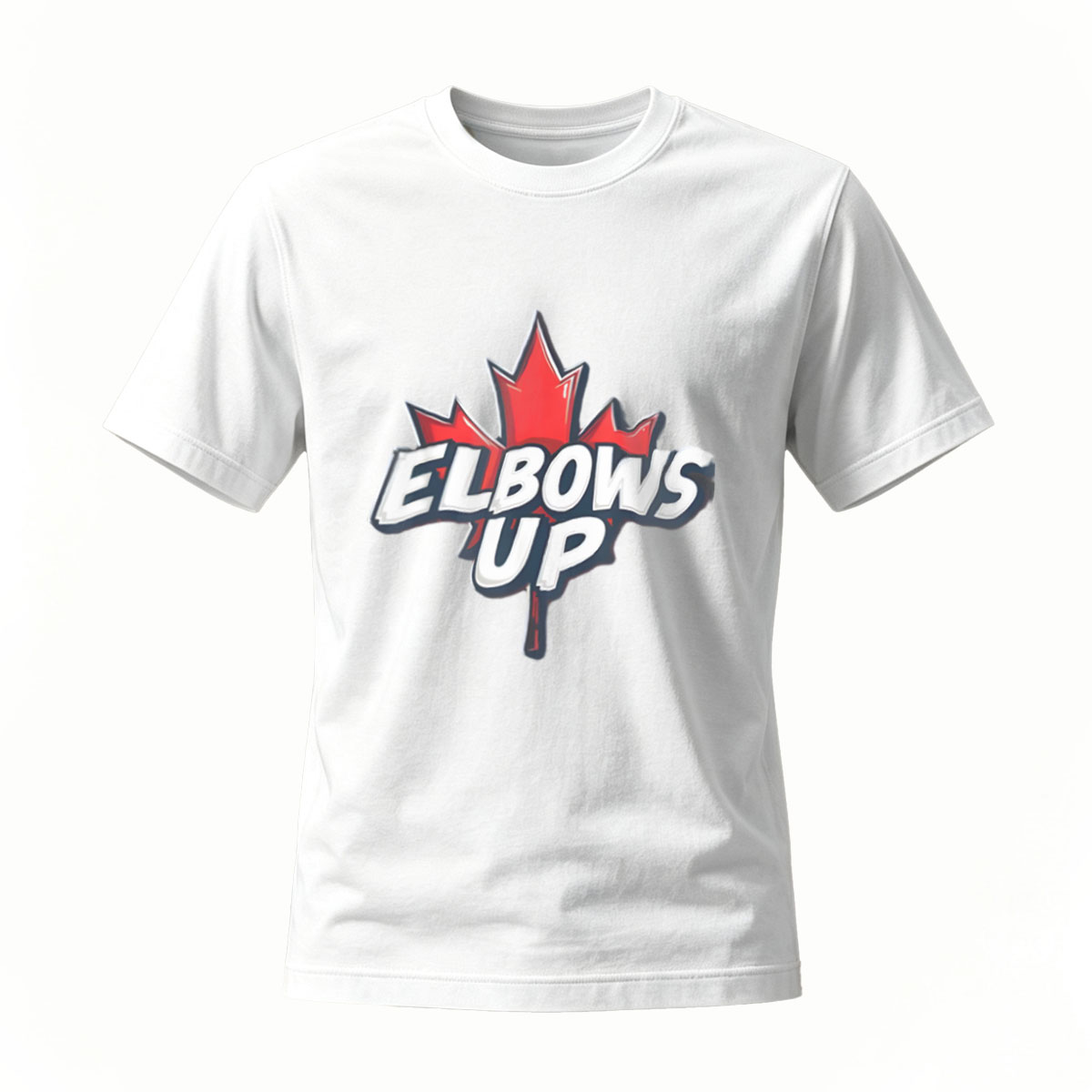 Elbows Up Canada Maple Leaf T-Shirt Men's Black Hockey Apparel - Image 2