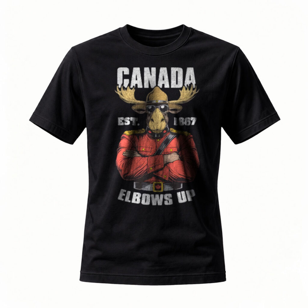 Canada Moose Mountie T-Shirt Elbows Up Men's Casual Wear