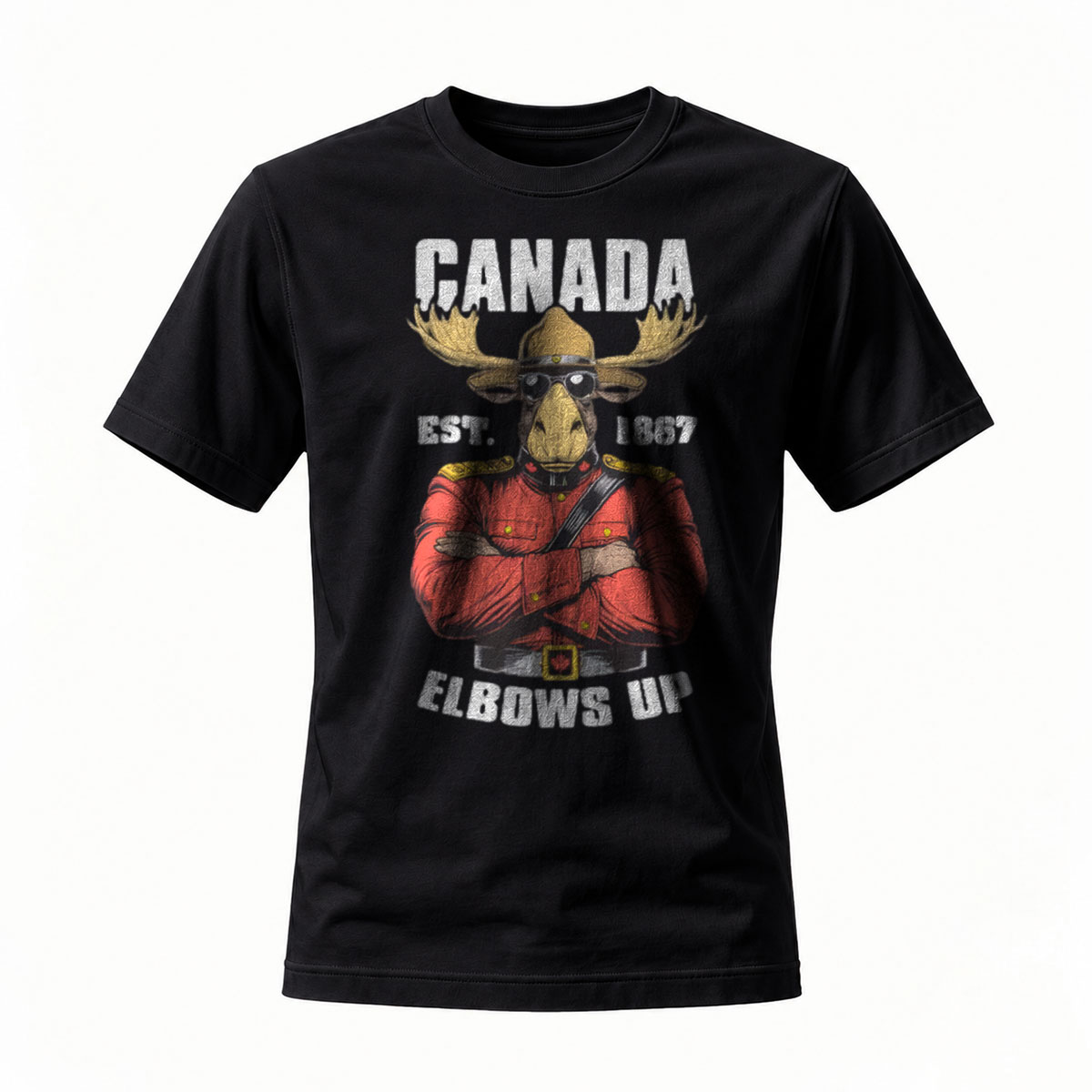 Canada Moose Mountie T-Shirt Elbows Up Men's Casual Wear