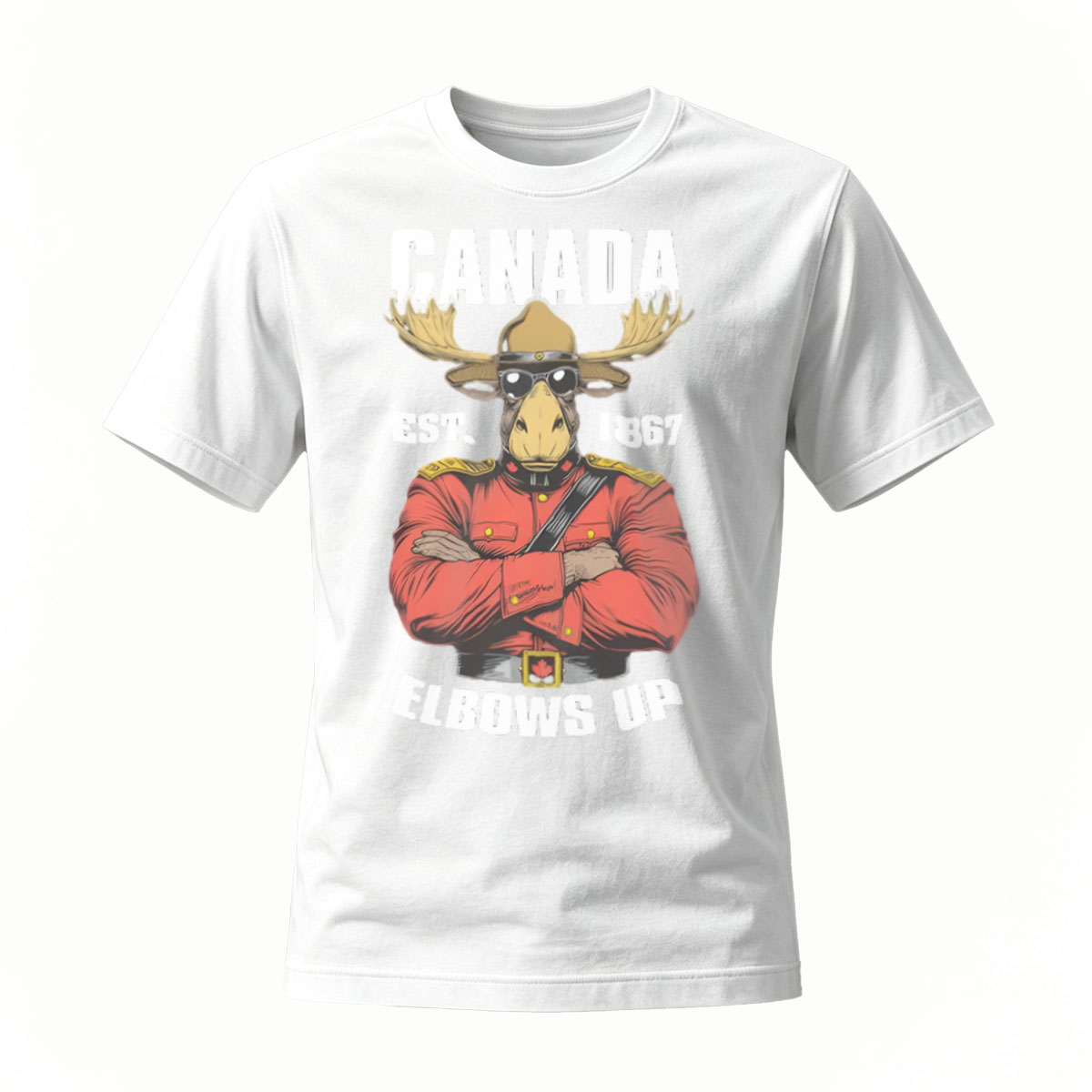 Canada Moose Mountie T-Shirt Elbows Up Men's Casual Wear - Image 2