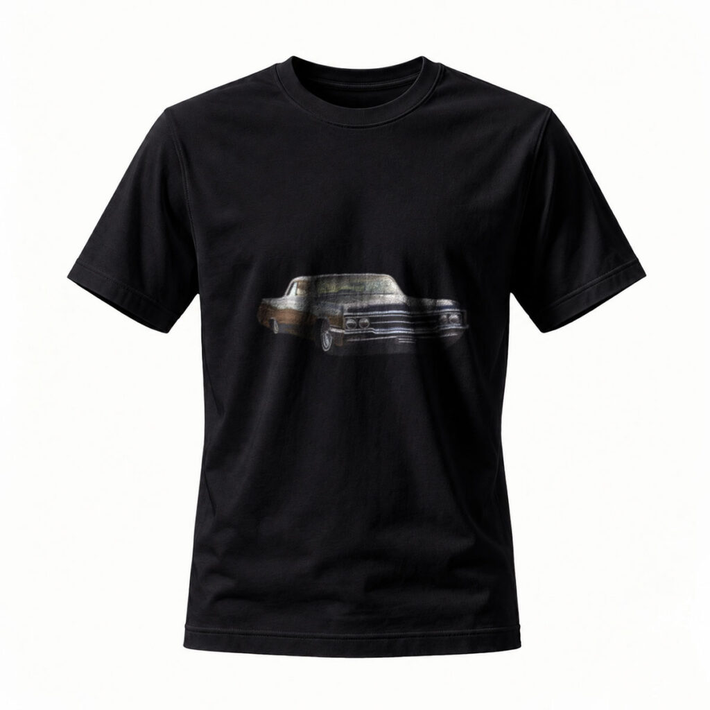 Classic Car Print Men's T-Shirt Vintage Auto Design Black Cotton Shirt