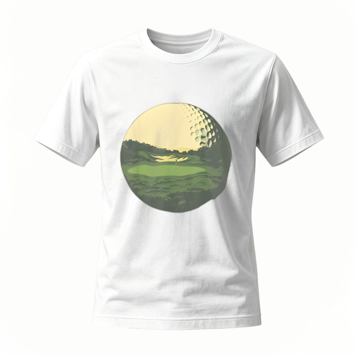 Golf Ball Landscape Men's T-Shirt Nature Scene Design - Image 2