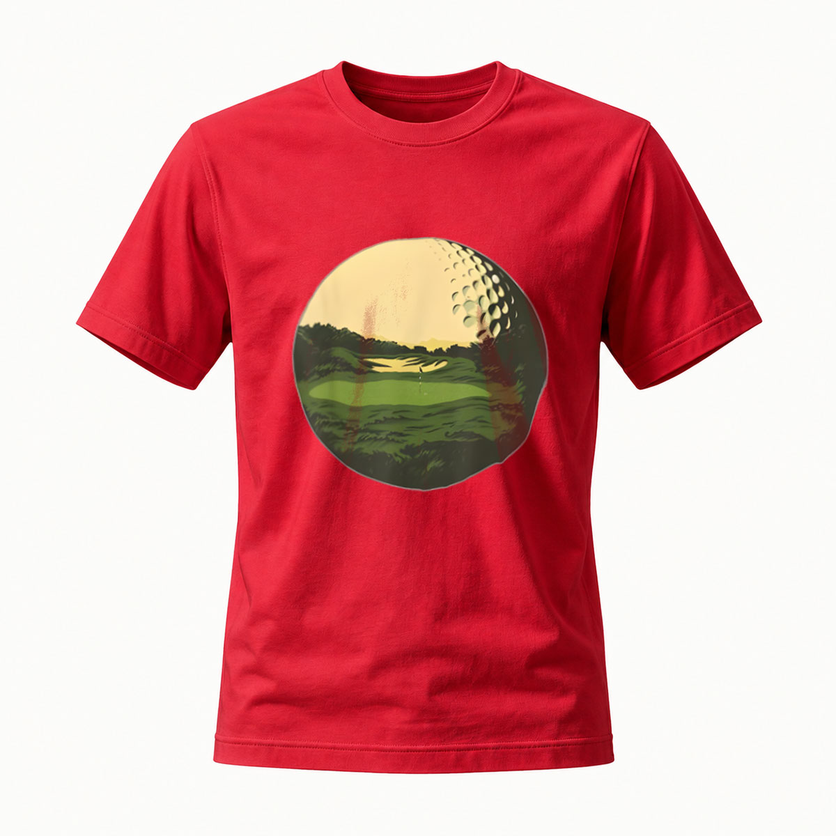 Golf Ball Landscape Men's T-Shirt Nature Scene Design - Image 5