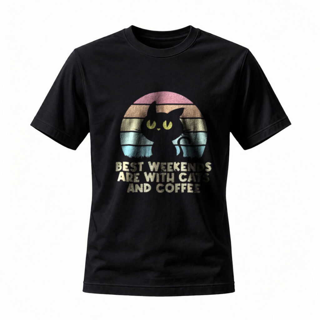 Best Weekends With Cats and Coffee T-Shirt Men Women Vintage Cat Lover Gift
