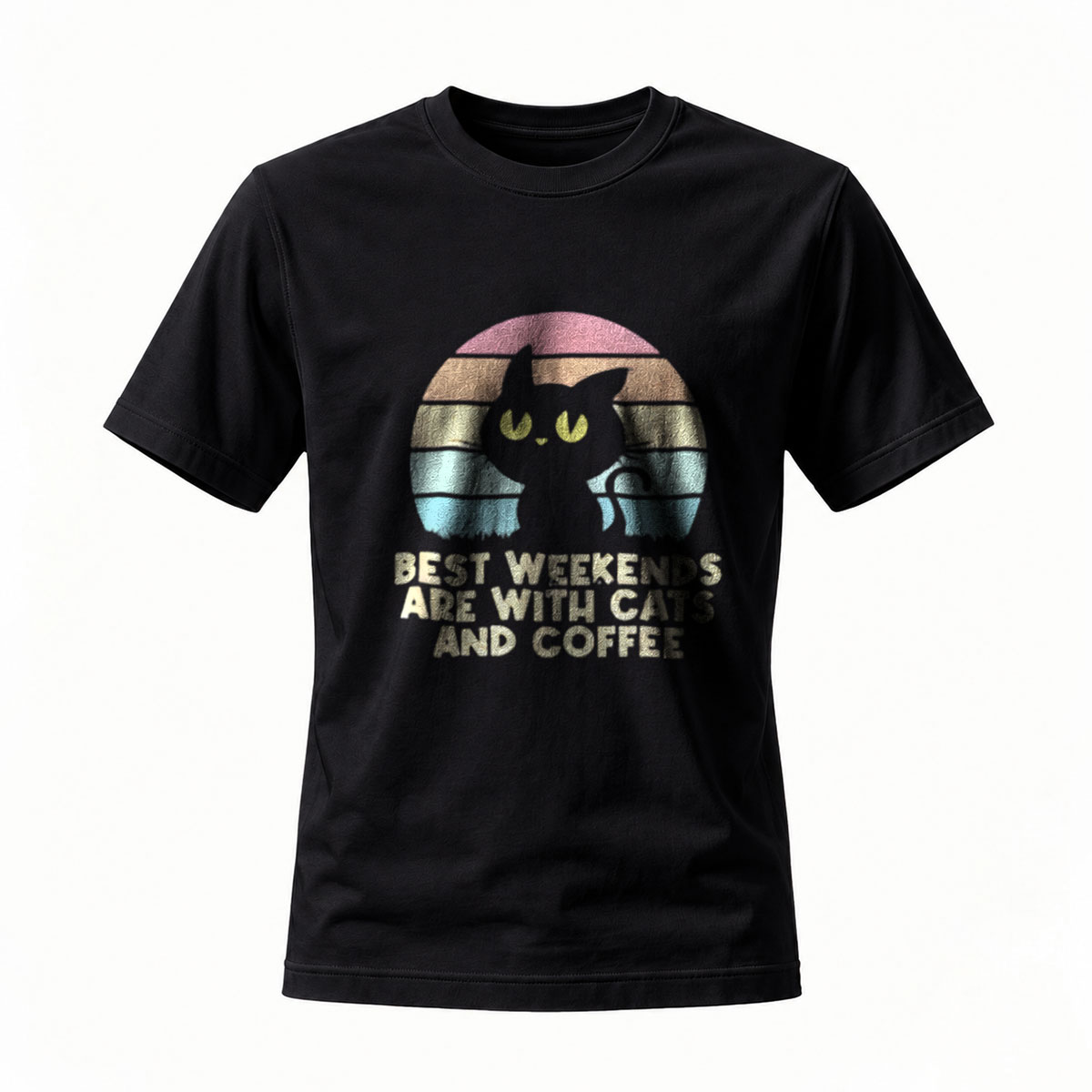 Best Weekends With Cats and Coffee T-Shirt Men Women Vintage Cat Lover Gift