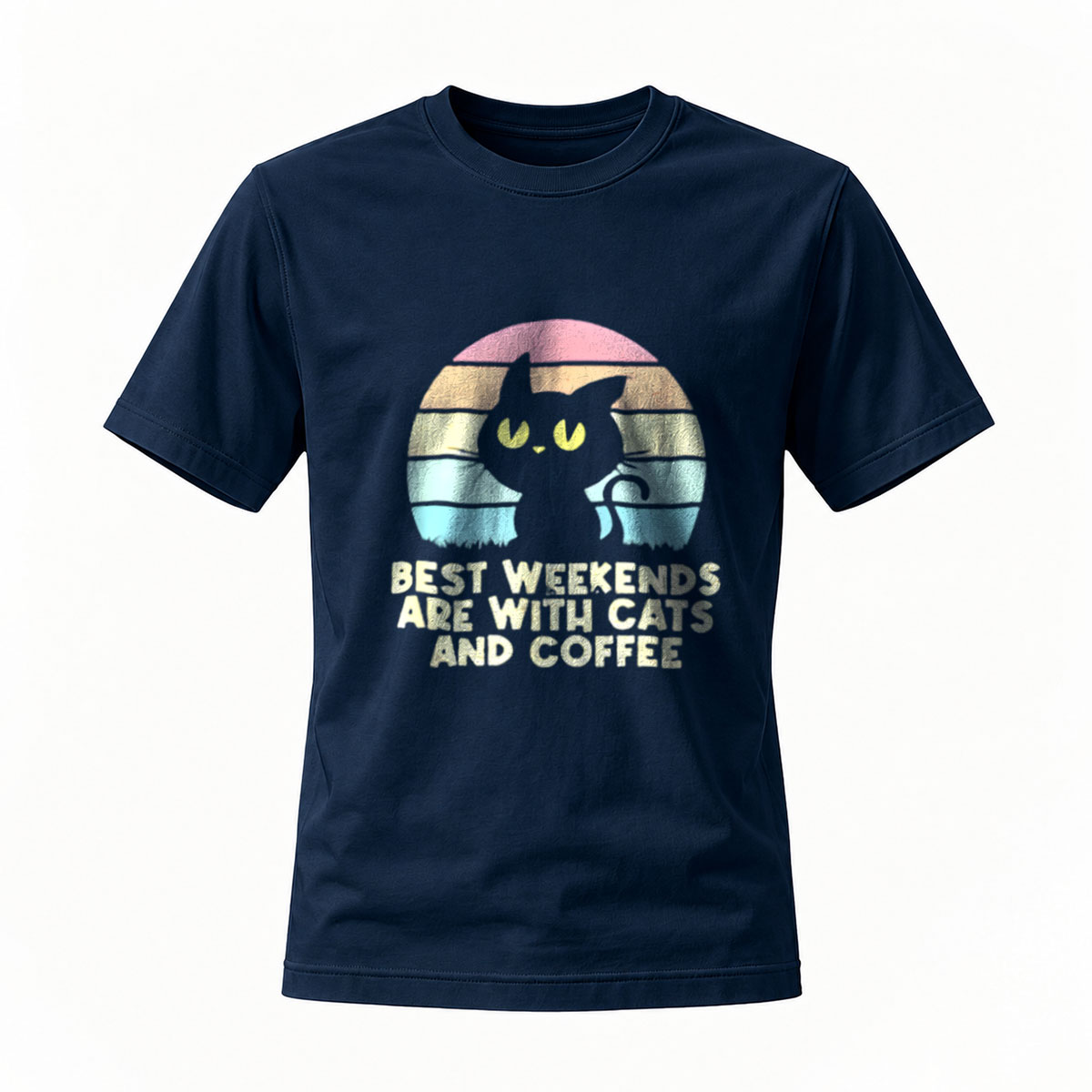 Best Weekends With Cats and Coffee T-Shirt Men Women Vintage Cat Lover Gift - Image 7